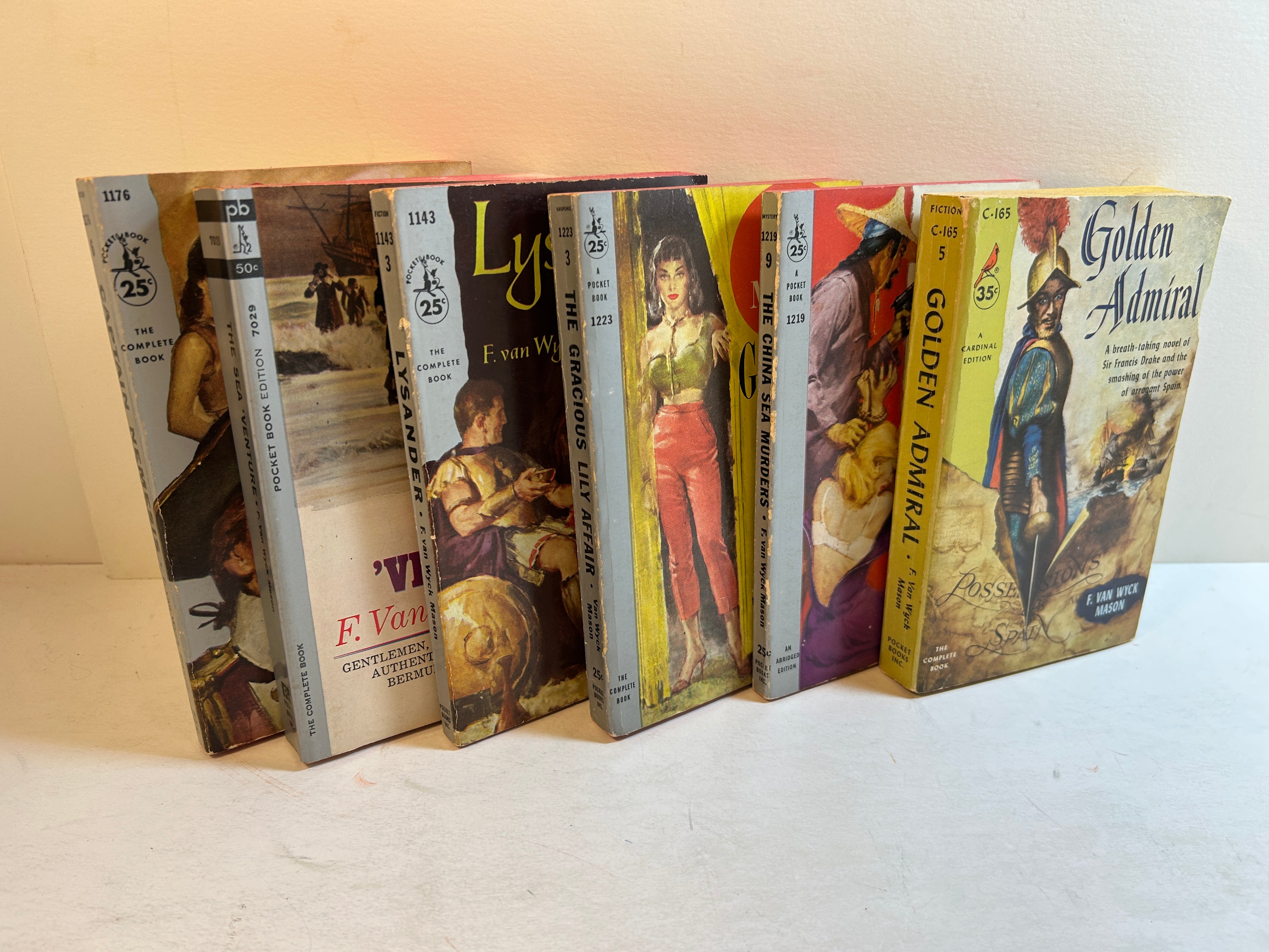 Lot of 6 F. Van Wyck Mason 1st Print Pocket Books/Cardinal 1956-63 SC