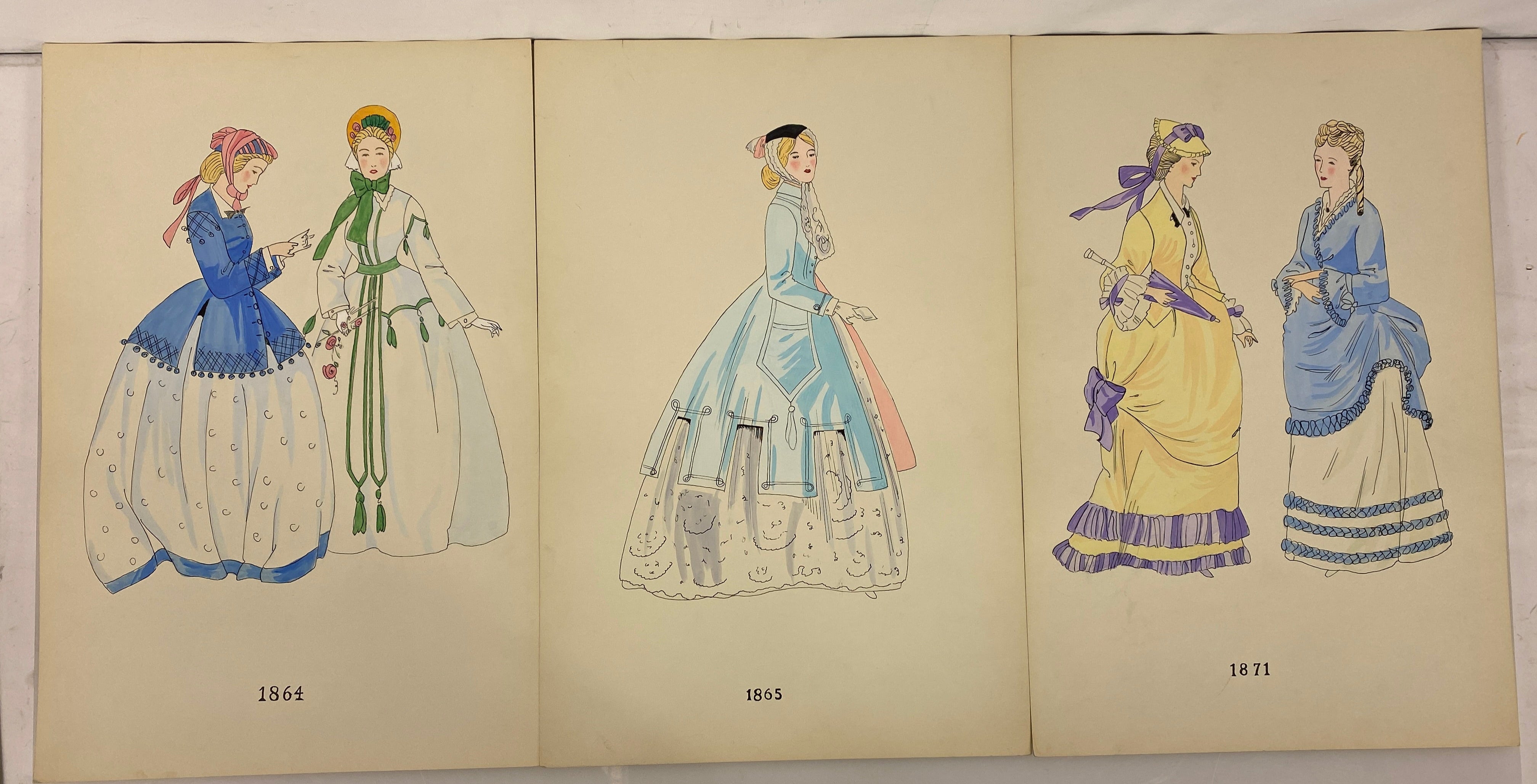 Lot of 6 Fashion Plates 1864-1884