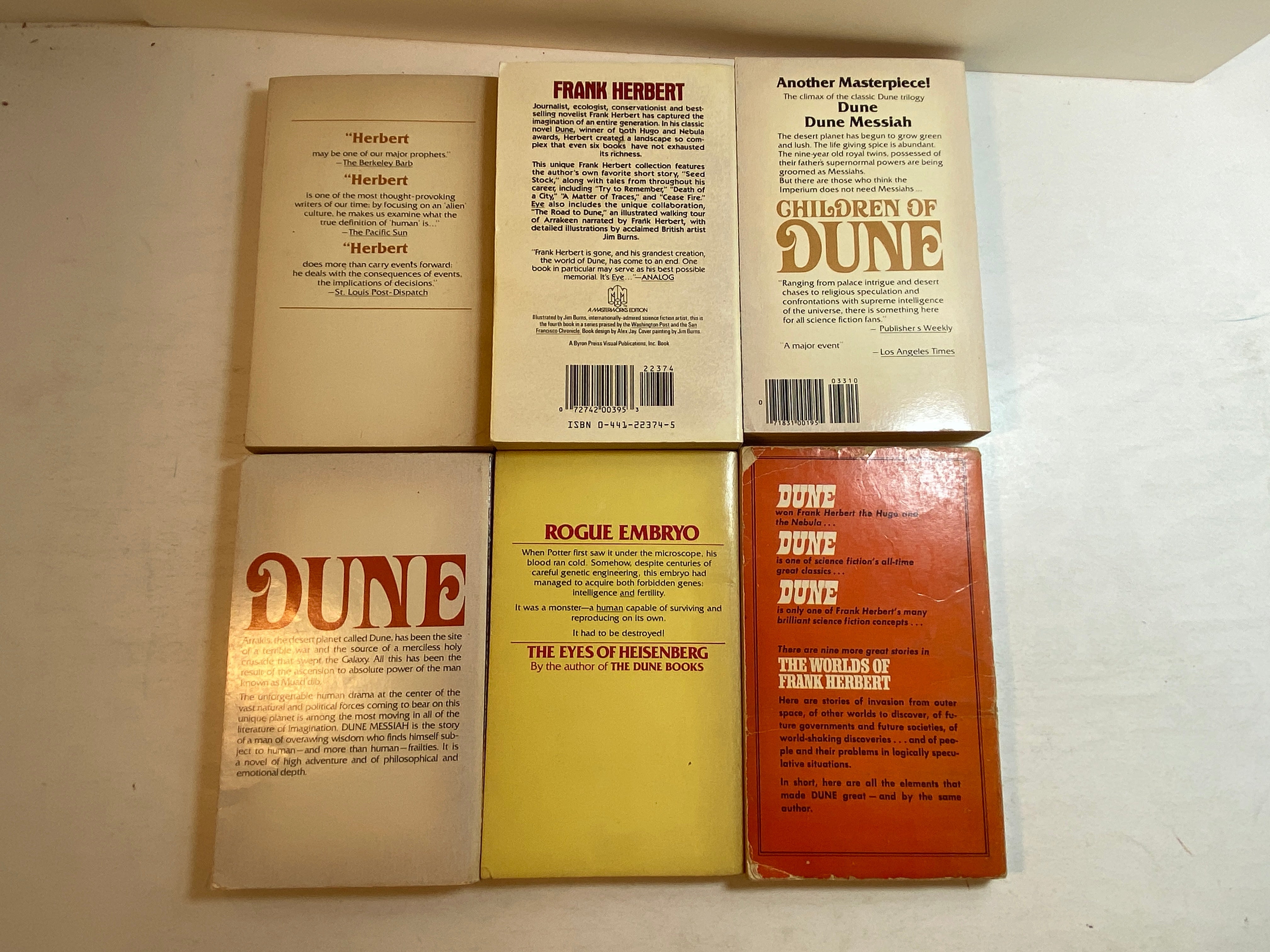 Lot of 6 Frank Herbert Dune Paperbacks 1971-1987
