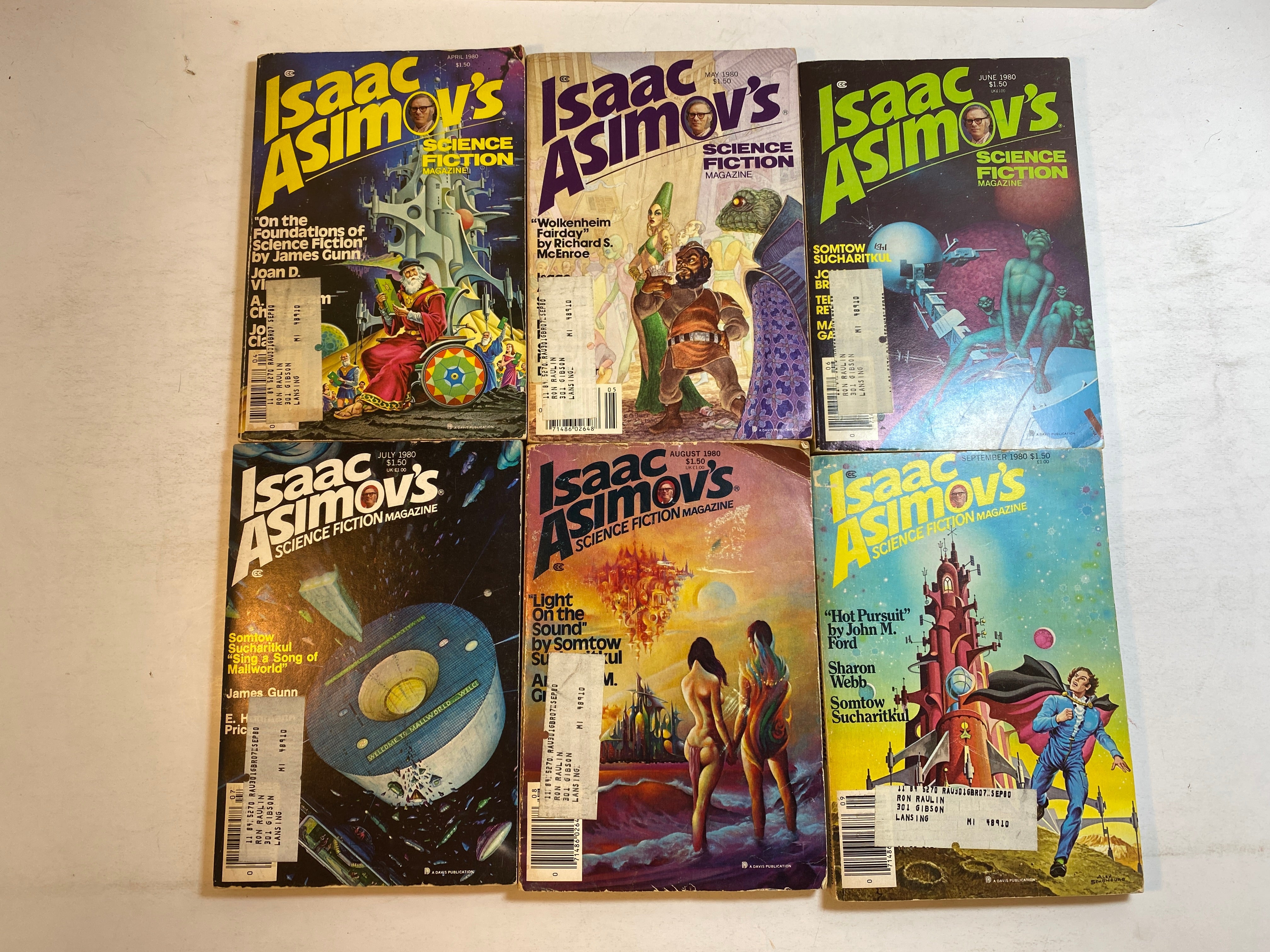 Lot of 6 Isaac Asimov's Science Fiction Magazine 1980
