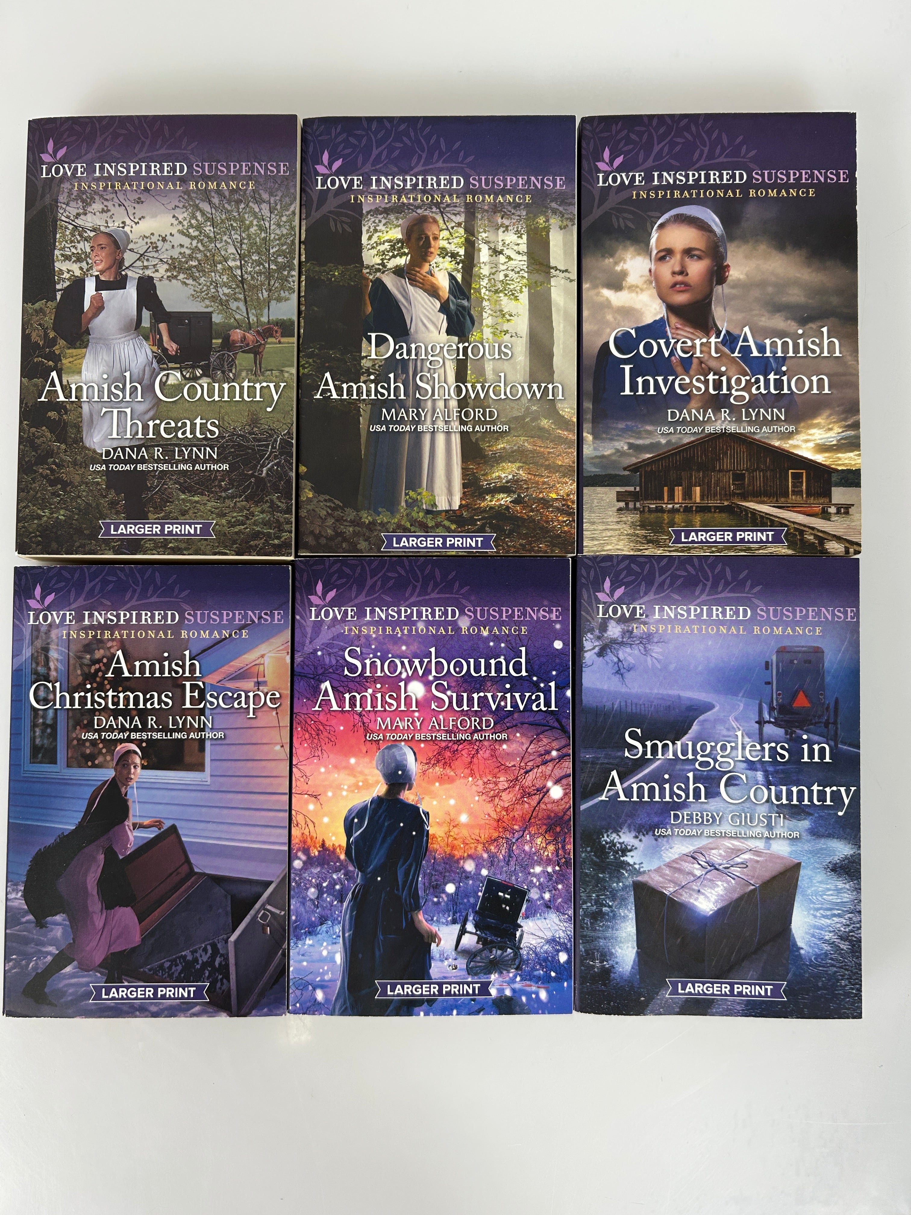 Lot of 6 Love Inspired Amish Themed Romantic Suspense Novels Larger Print 2021-22 PB