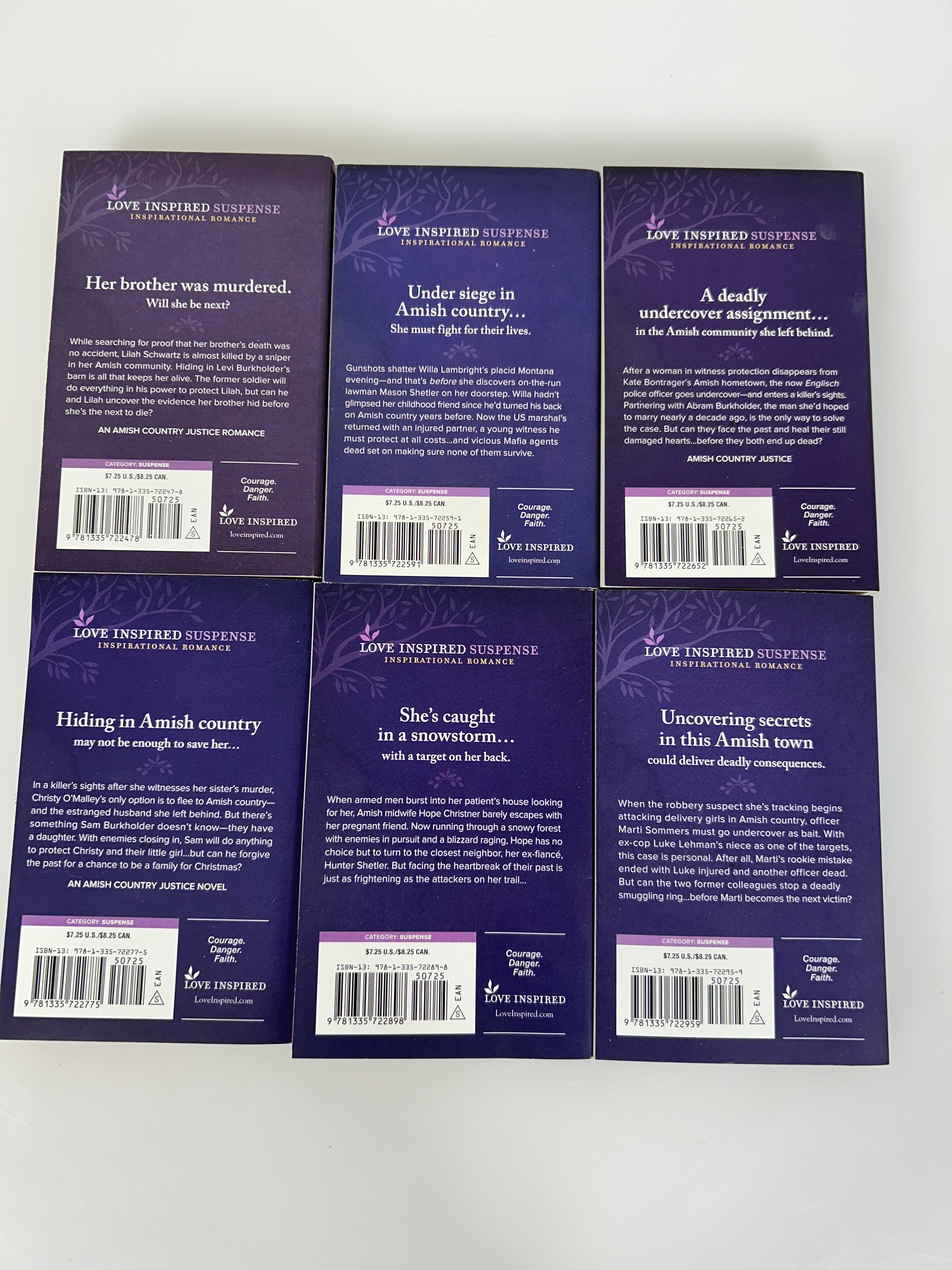 Lot of 6 Love Inspired Amish Themed Romantic Suspense Novels Larger Print 2021-22 PB