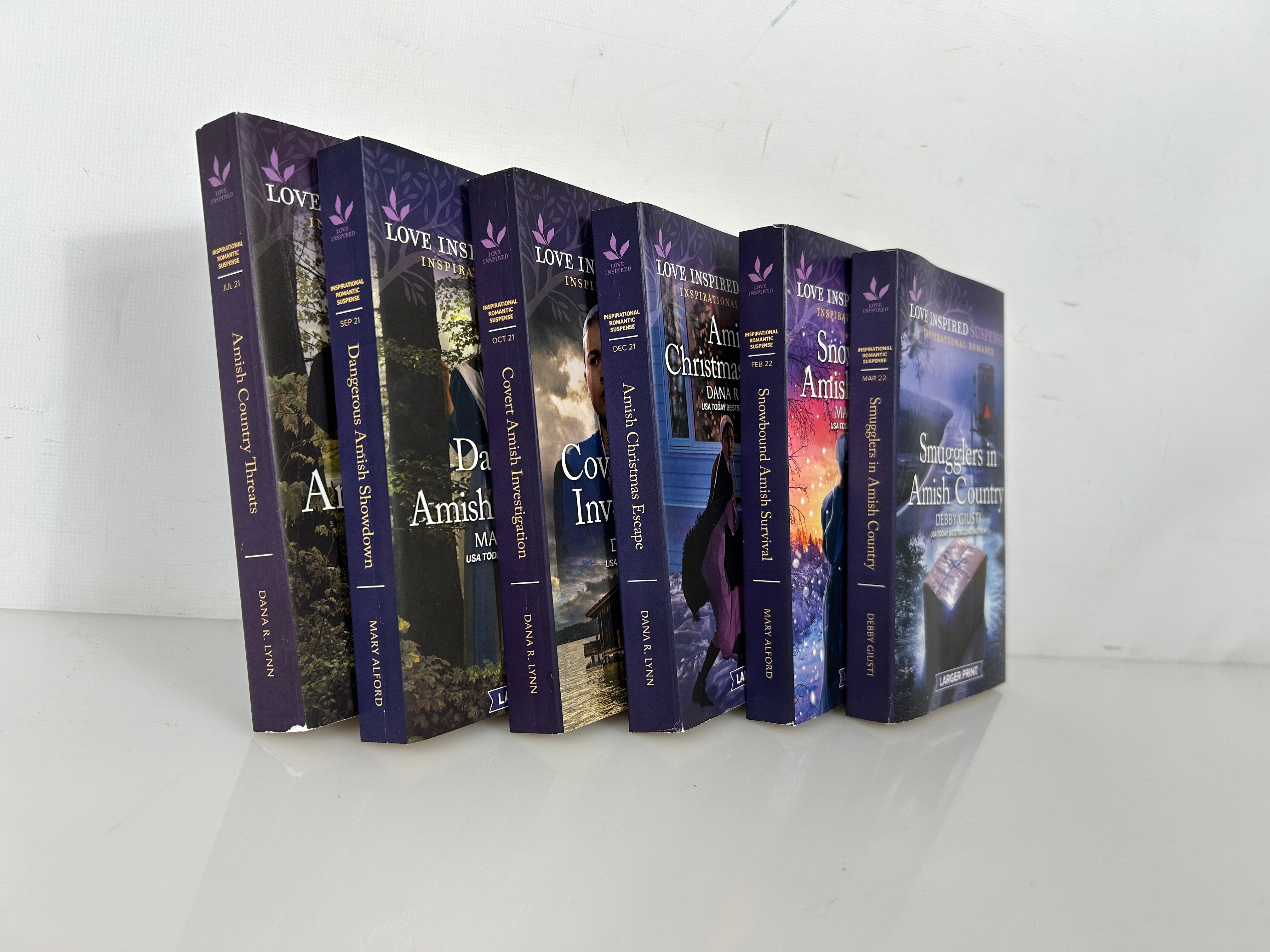 Lot of 6 Love Inspired Amish Themed Romantic Suspense Novels Larger Print 2021-22 PB