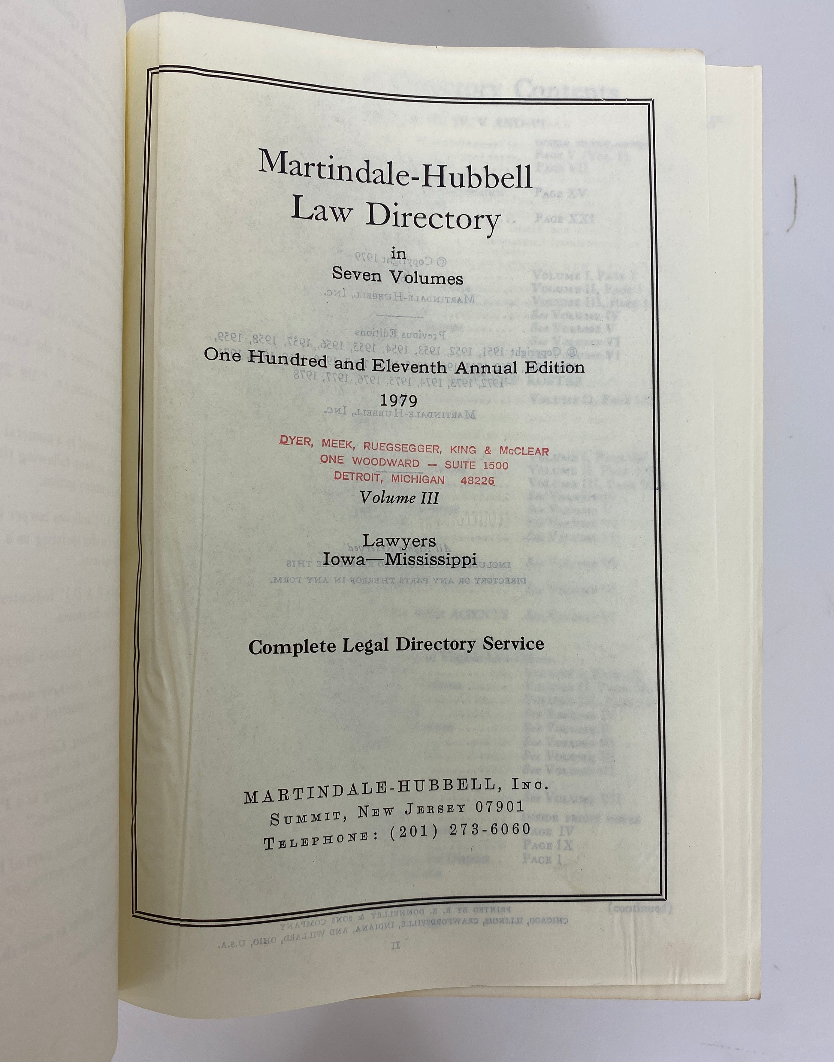 Lot of 6 Martindale-Hubbell Law Directory Volumes I-VI 1979 HC