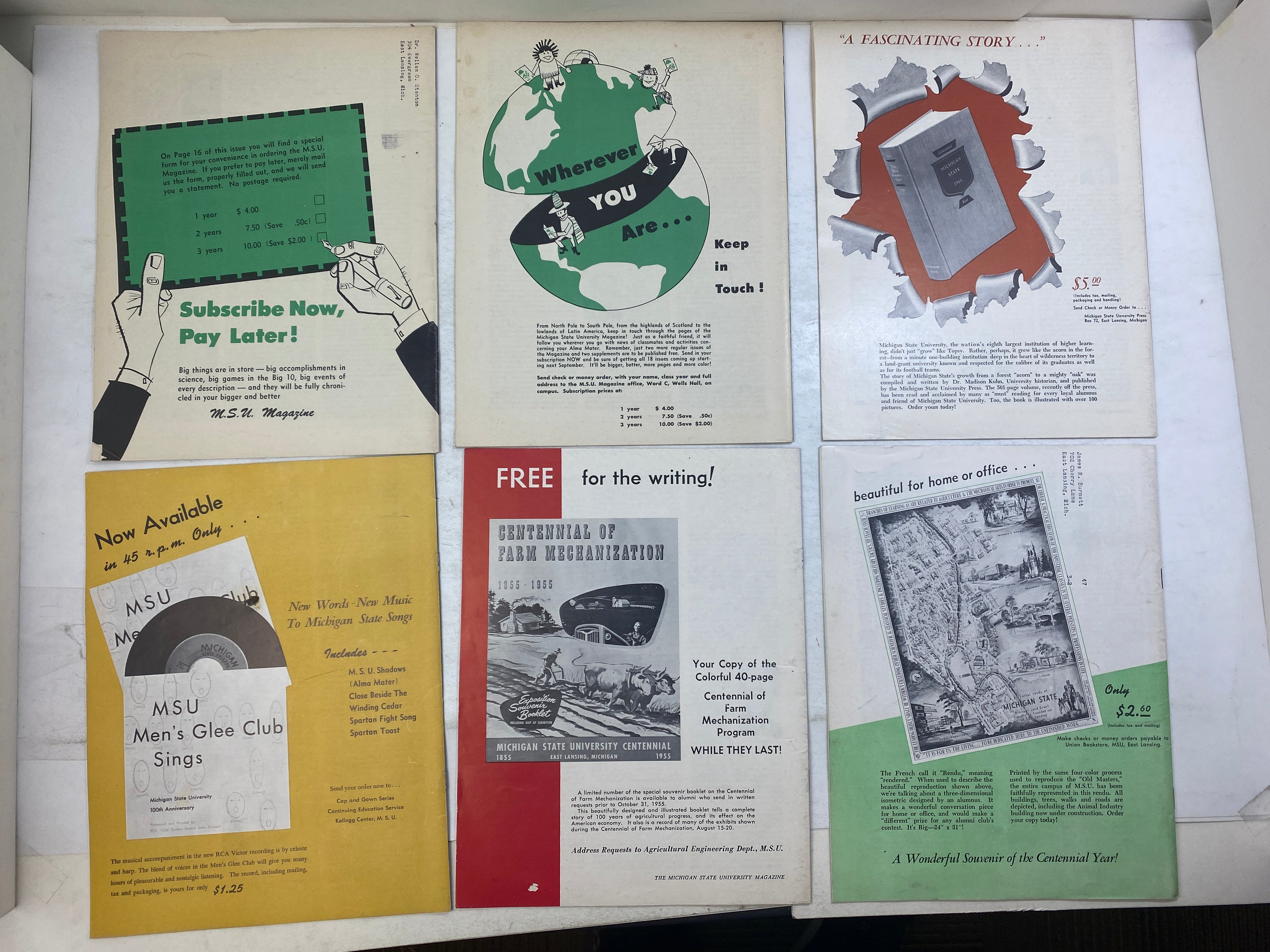Lot of 6 Michigan State MSU Magazine 1955-1956