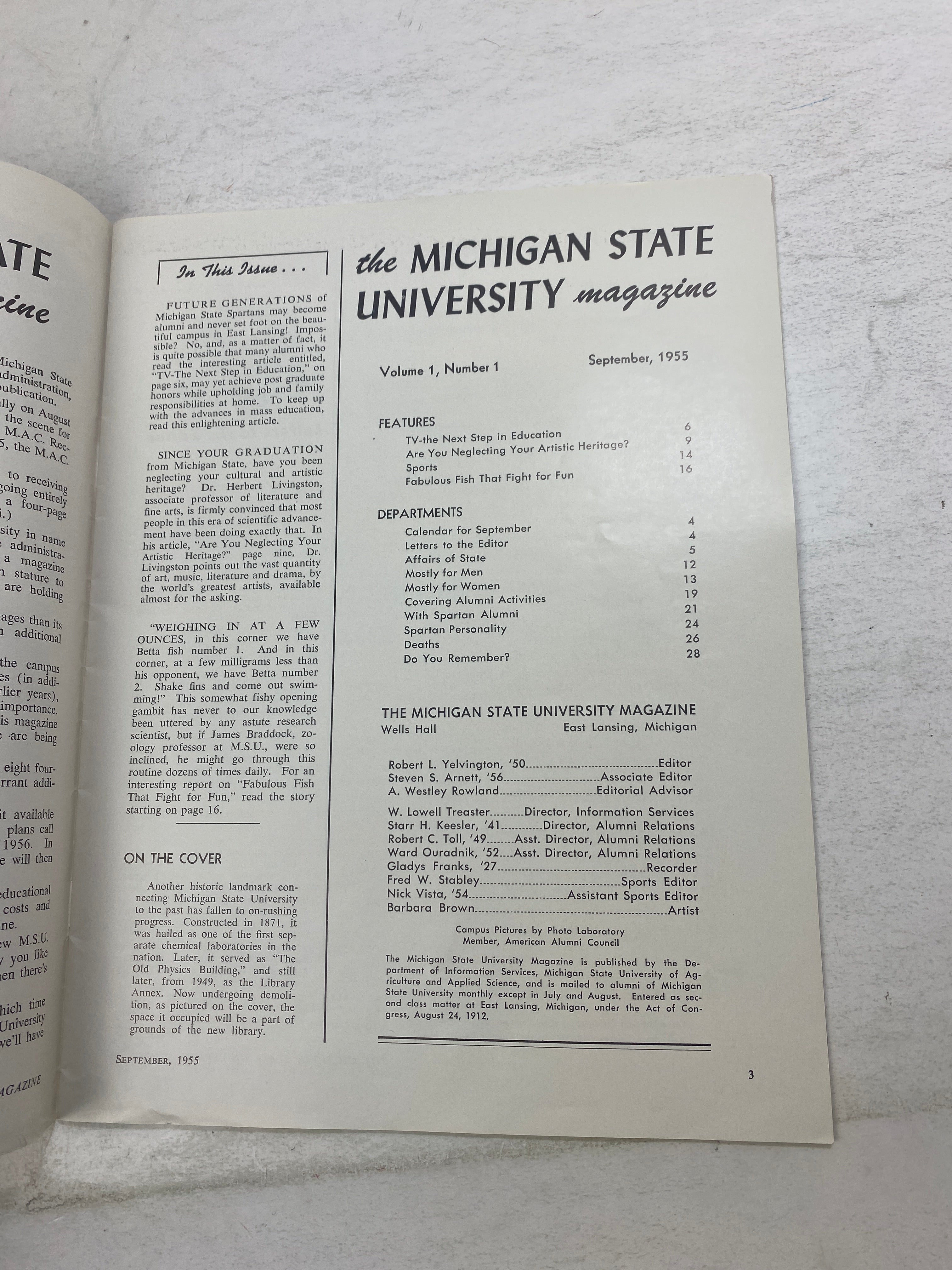 Lot of 6 Michigan State MSU Magazine 1955-1956