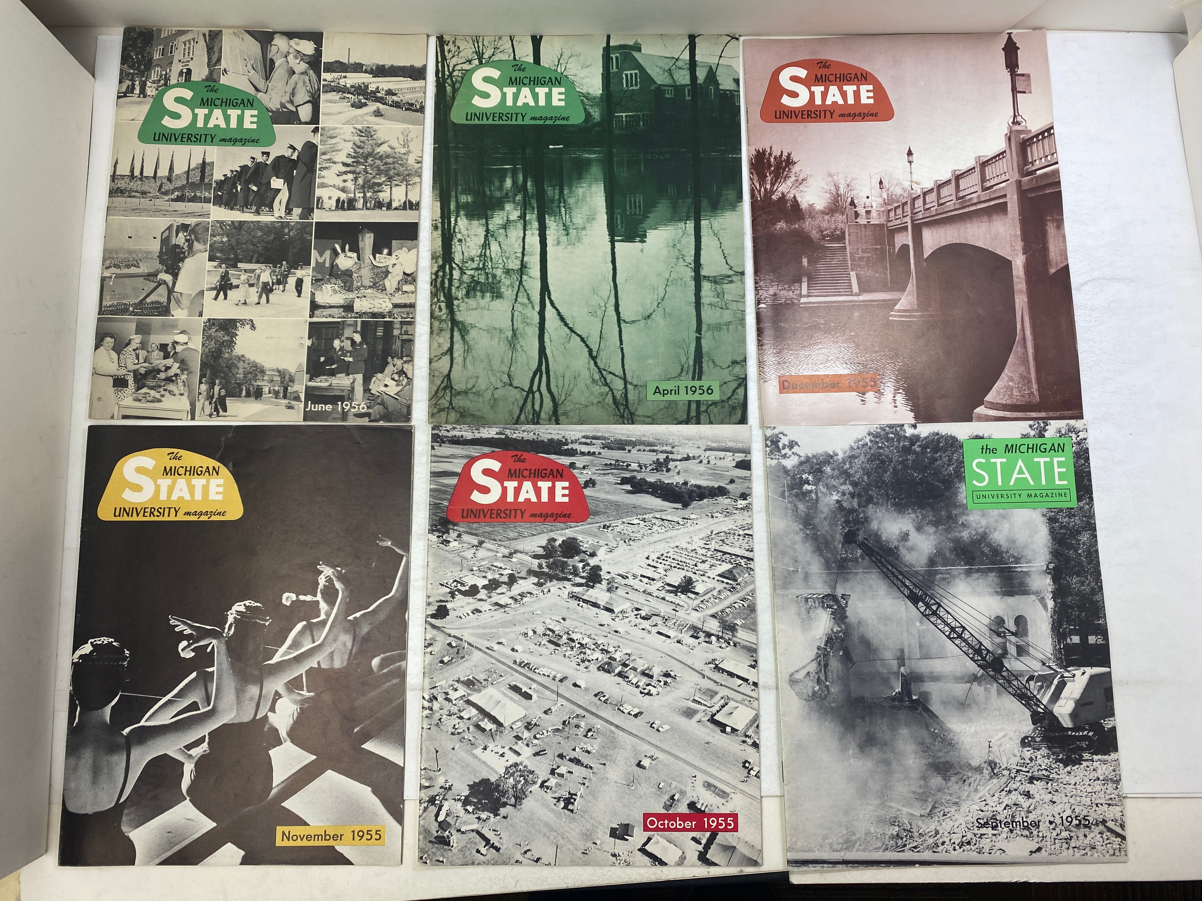 Lot of 6 Michigan State MSU Magazine 1955-1956