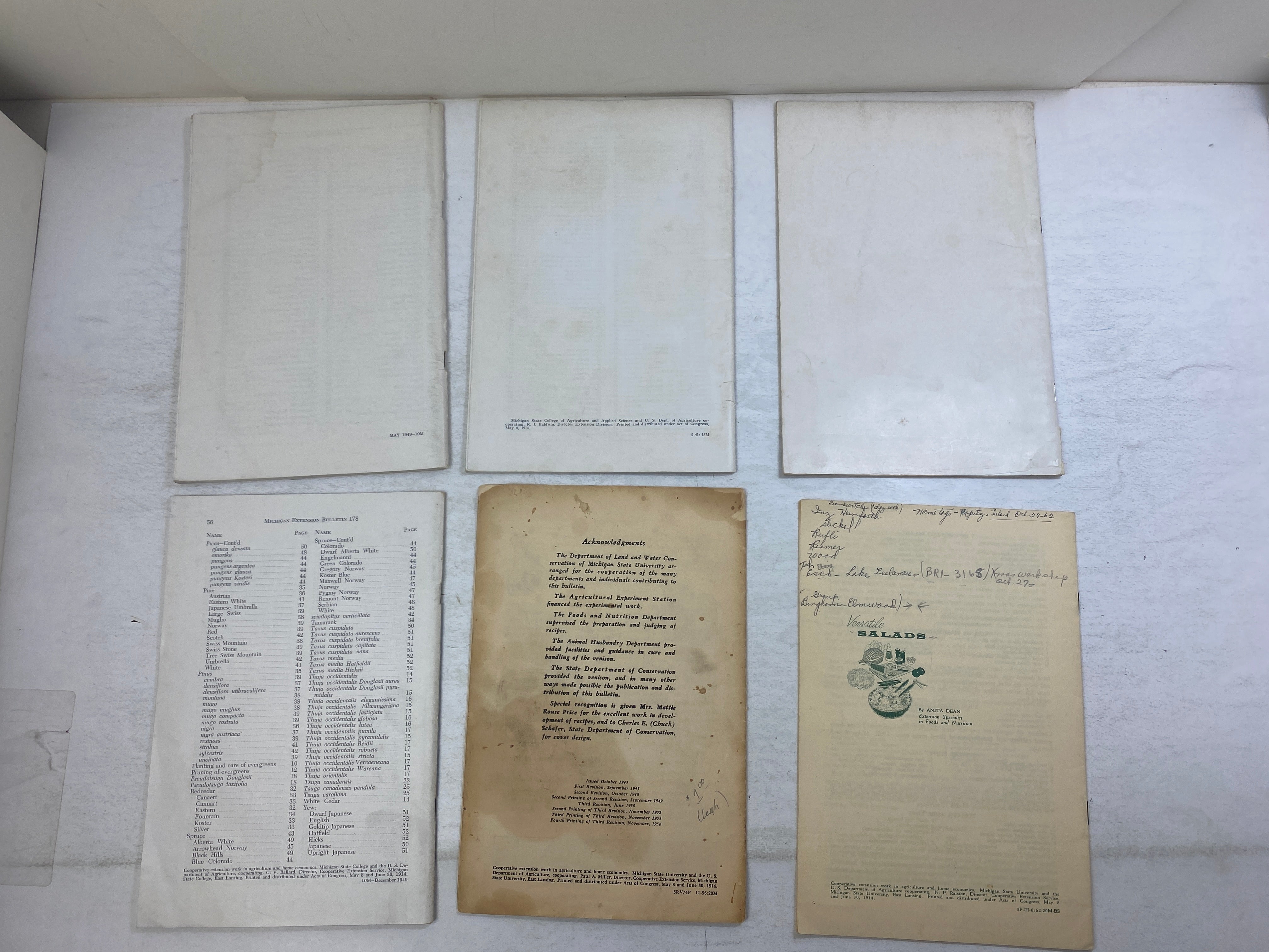 Lot of 6 MSU Agricultural Experiment Station Research Bulletins 1938-1956