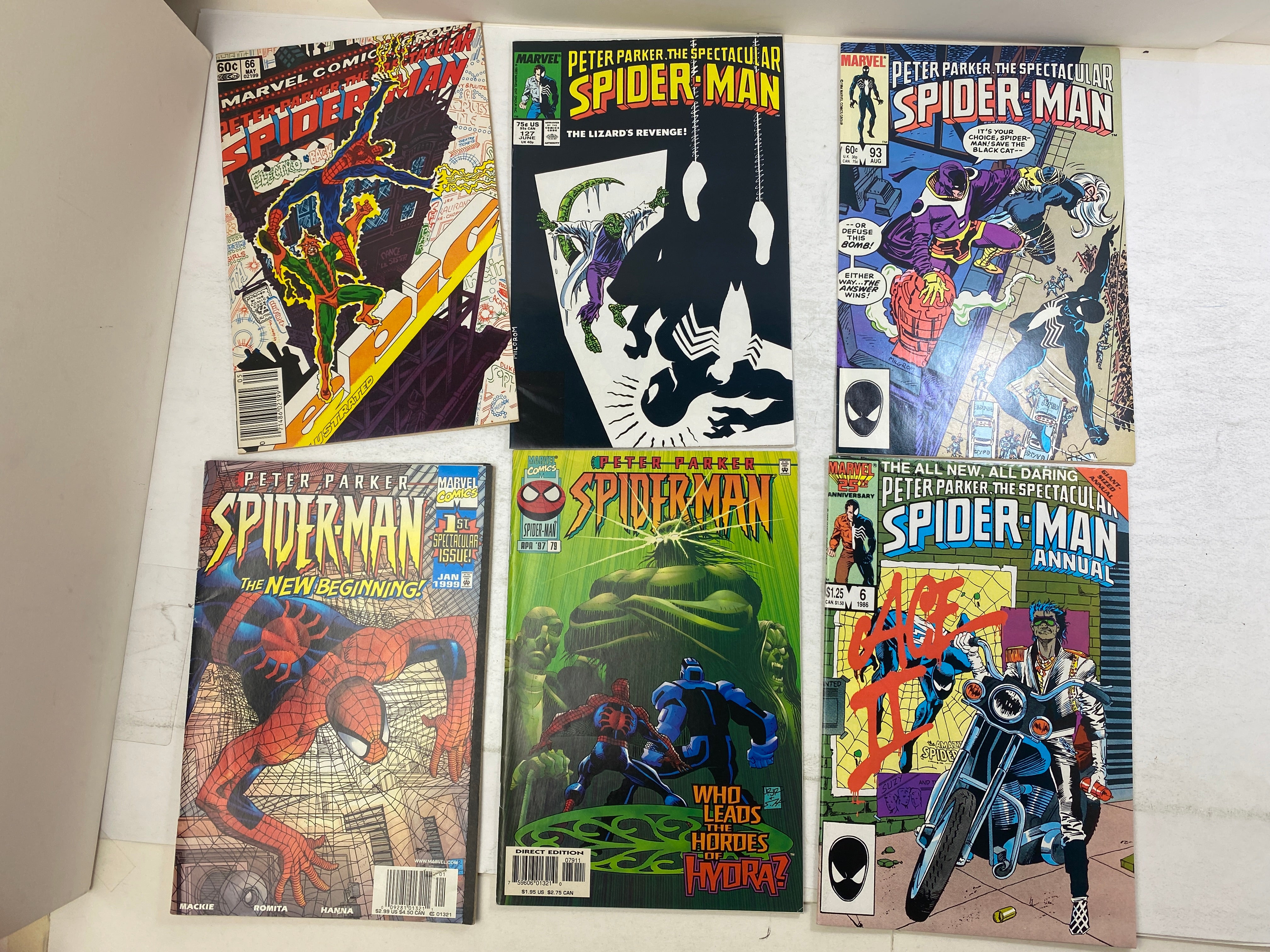 Lot of 6 Peter Parker Spider Man Mixed Title Marvel Comics 1982-1999
