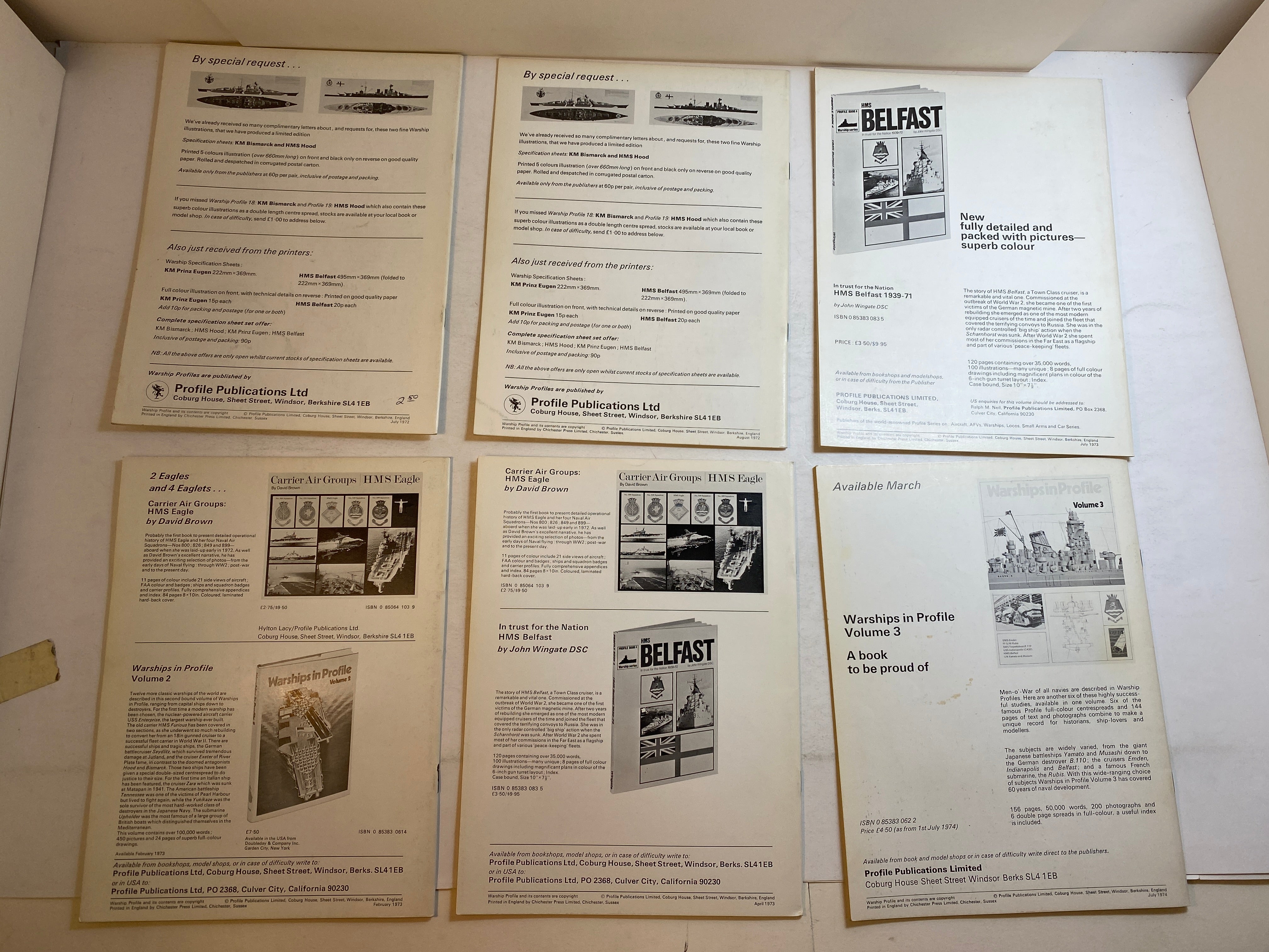 Lot of 6 Profile Warship 21, 22, 28, 32, 33, 40 1972-1974