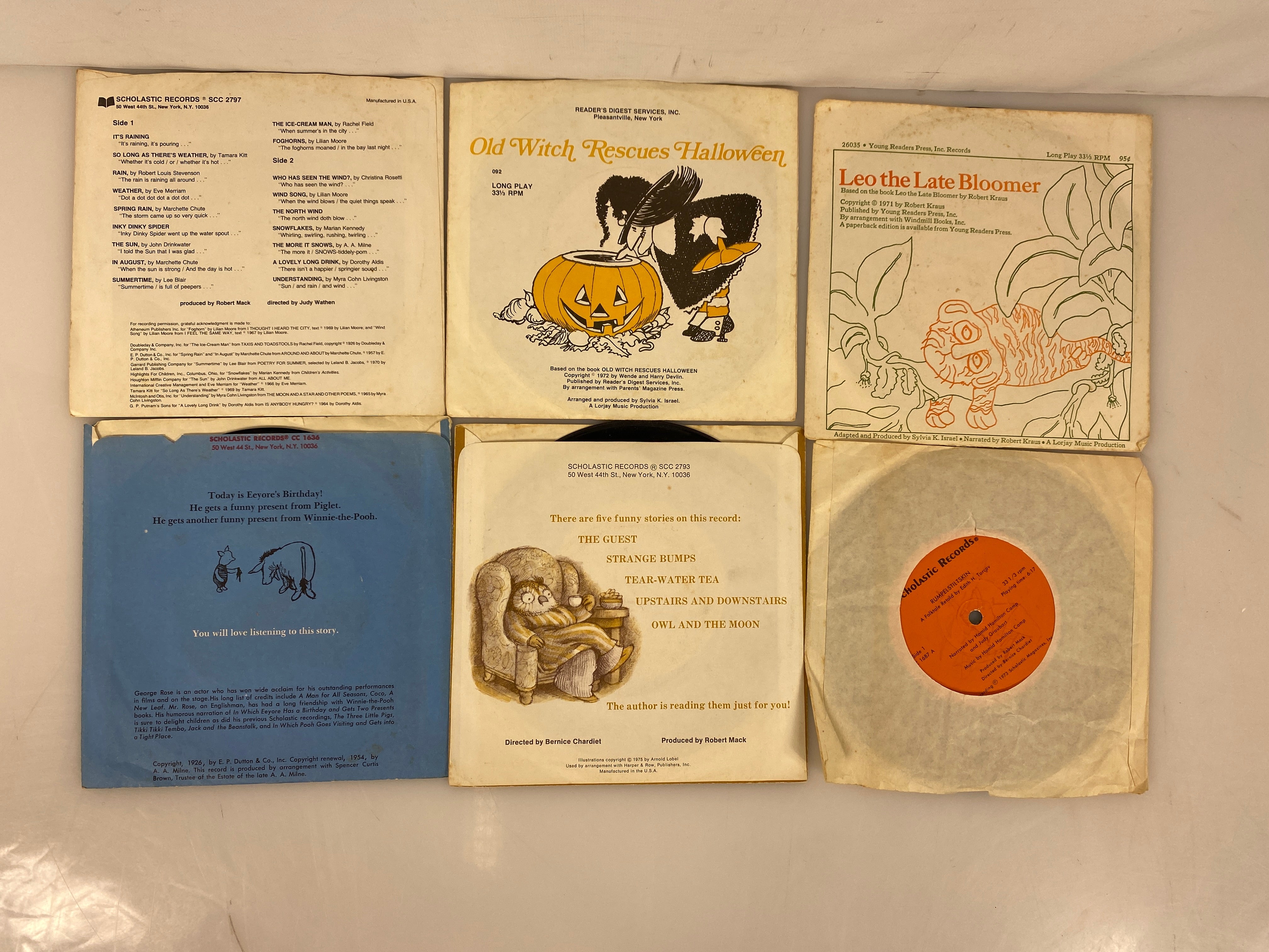 Lot of 6 Scholastic 45 Vinyl Records 1971-1975