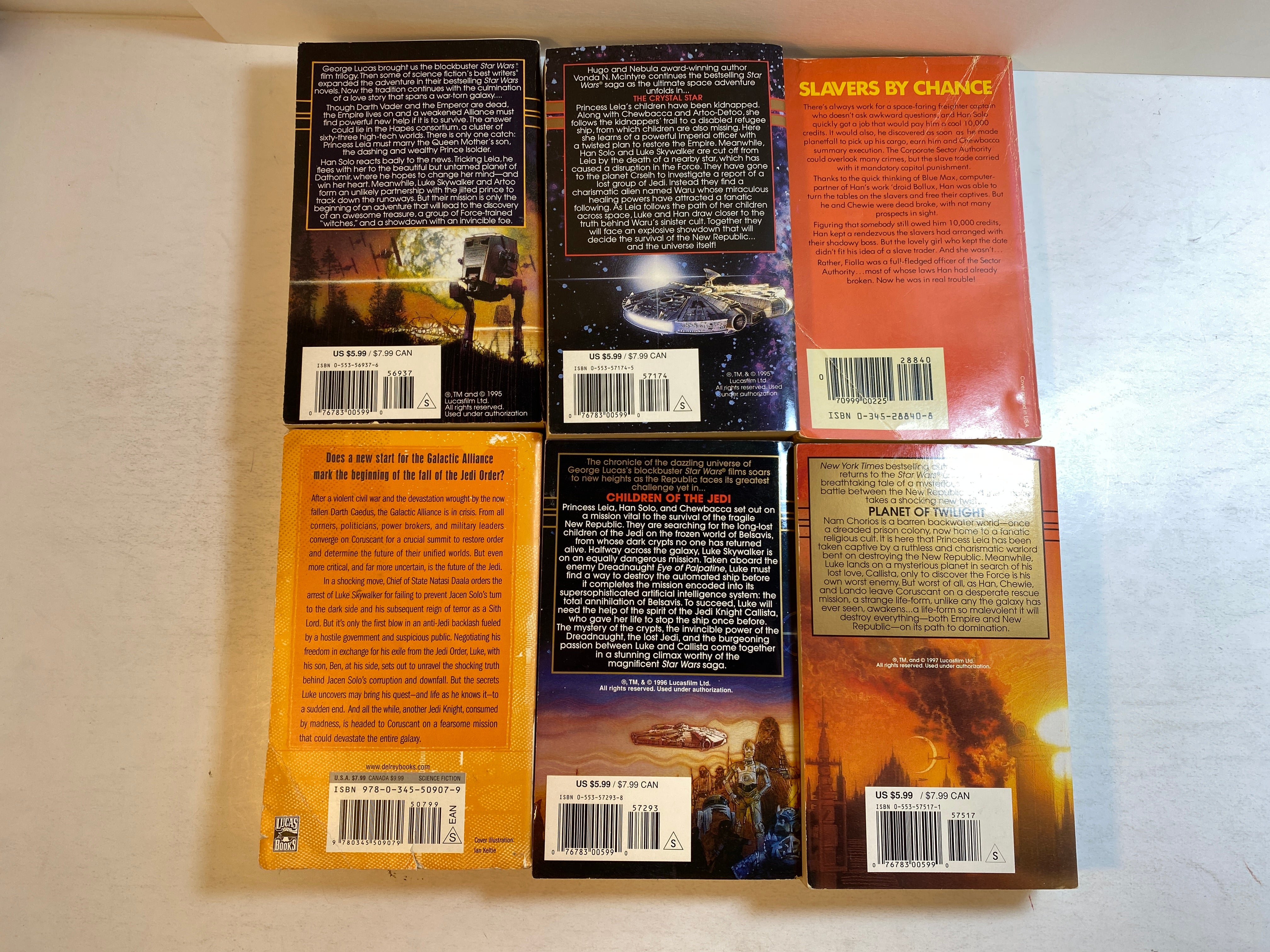 Lot of 6 Star Wars Paperback Novels 1981-2009