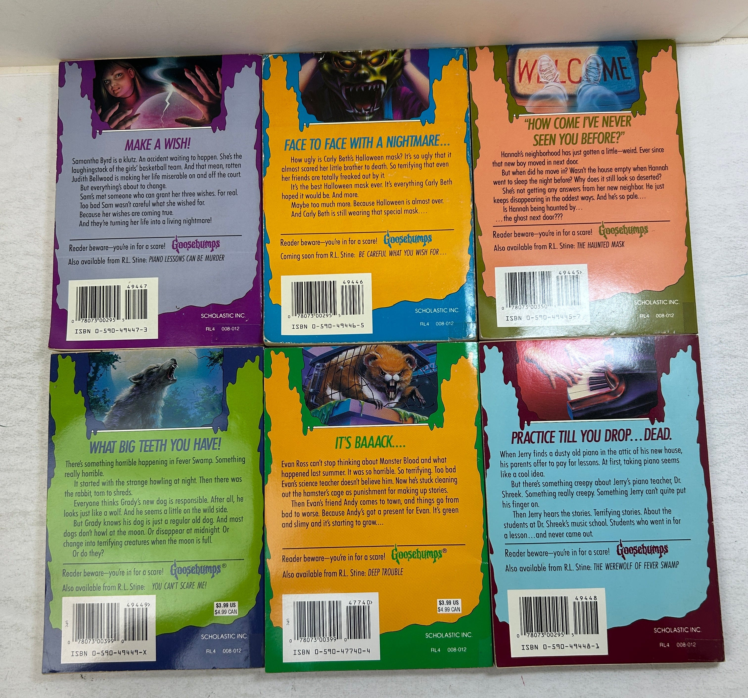 Lot of 6 Vintage Goosebumps as 1st Scholastic Ed 1993-1994 SC