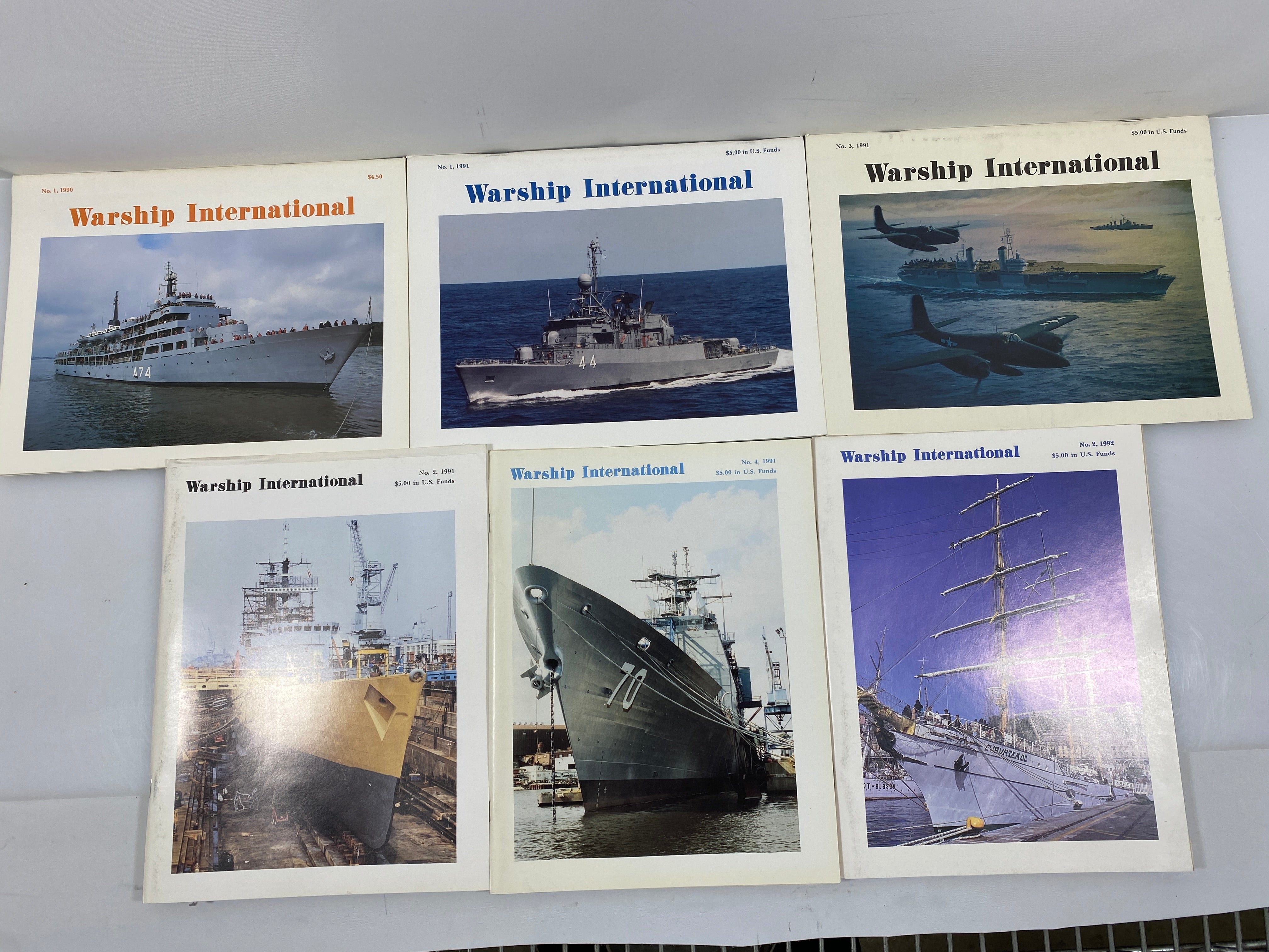 Lot of 6 Warship International Magazines 1990-1992
