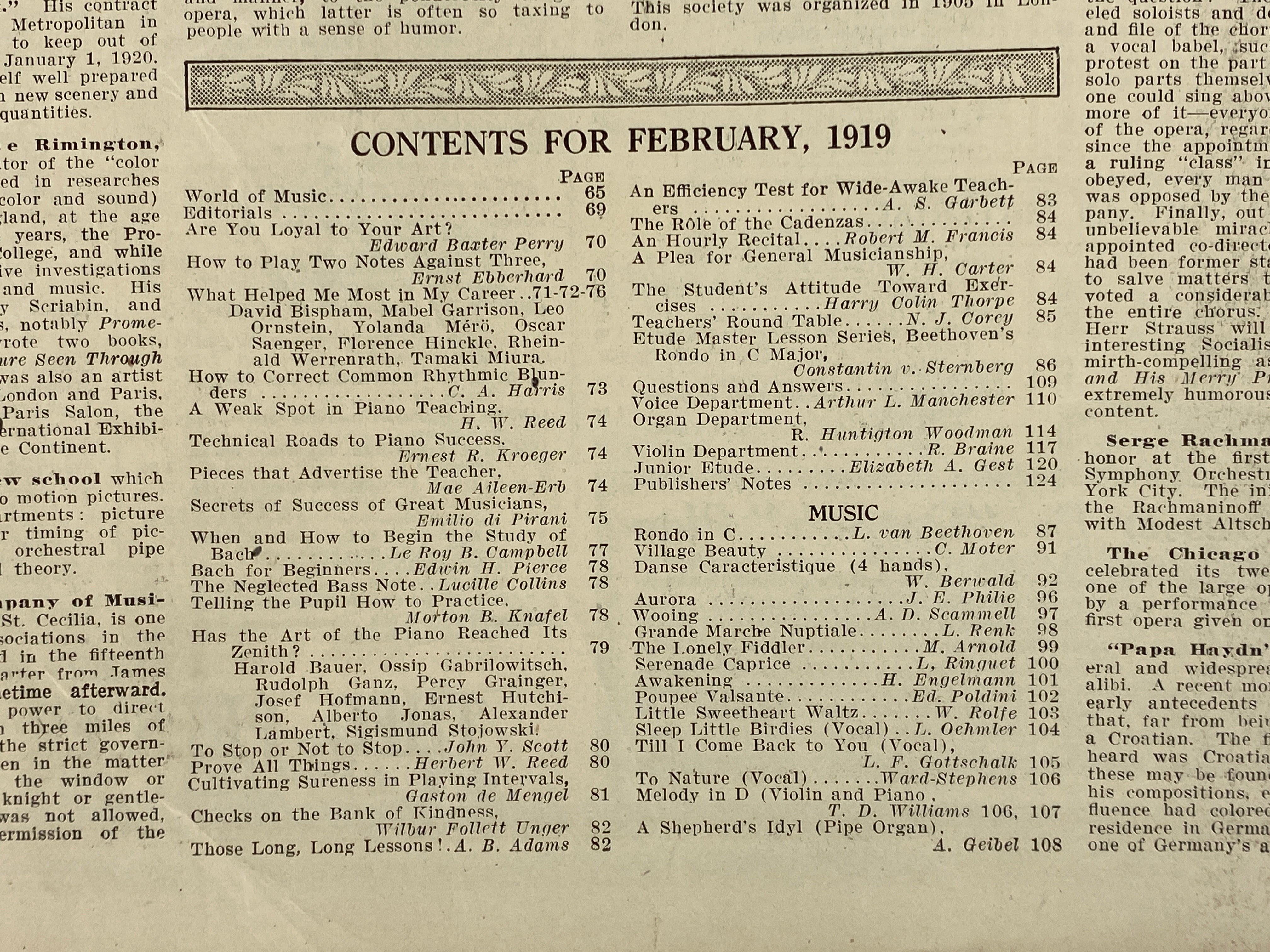Lot of 7 Antique The Etude Magazine: February 1912-February 1919 SC