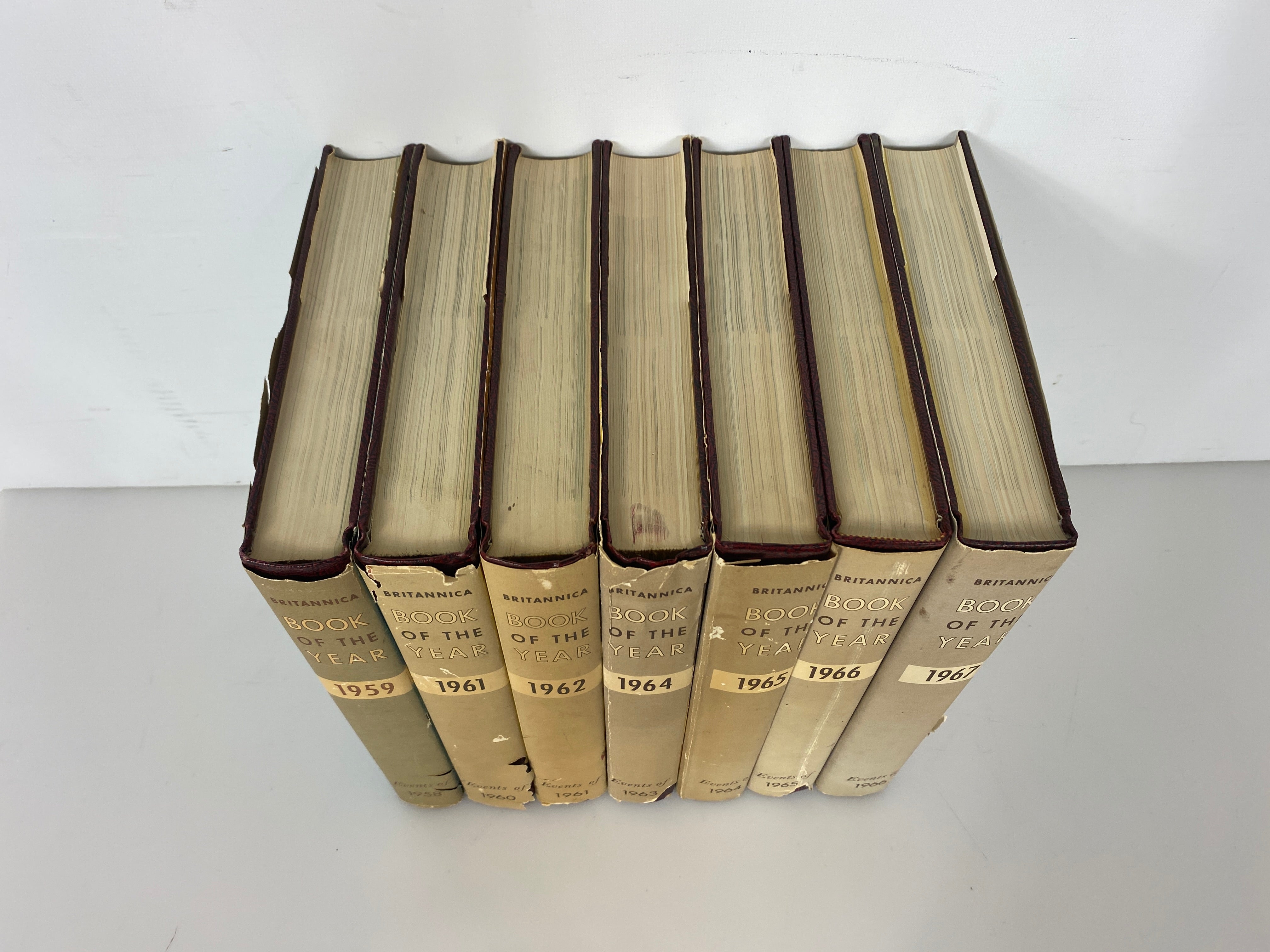 Lot of 7: Book of the Year Britannica 1959,61,62,64-67 HCDJ