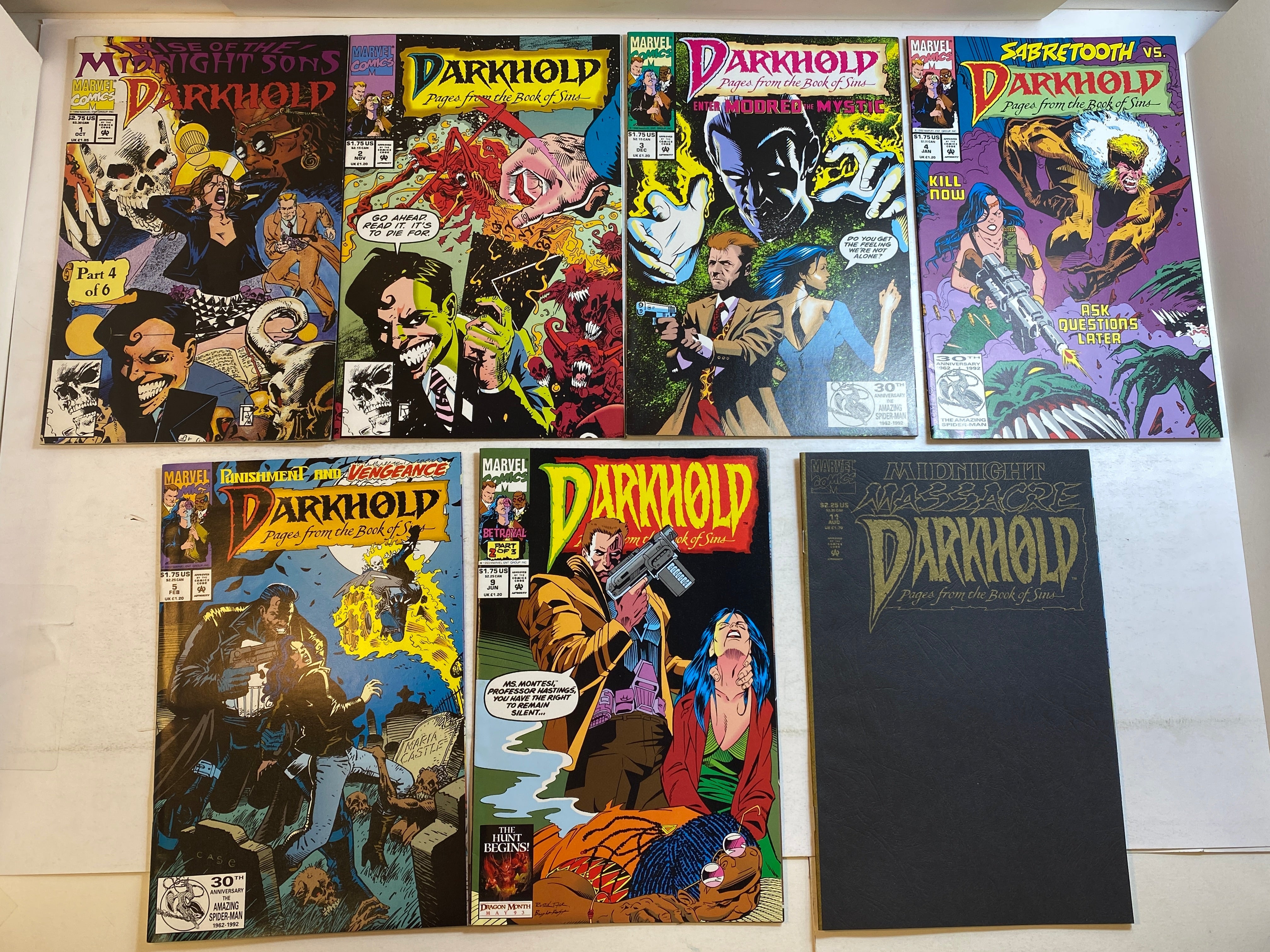 Lot of 7 Darkhold Marvel Comics 1992-1993