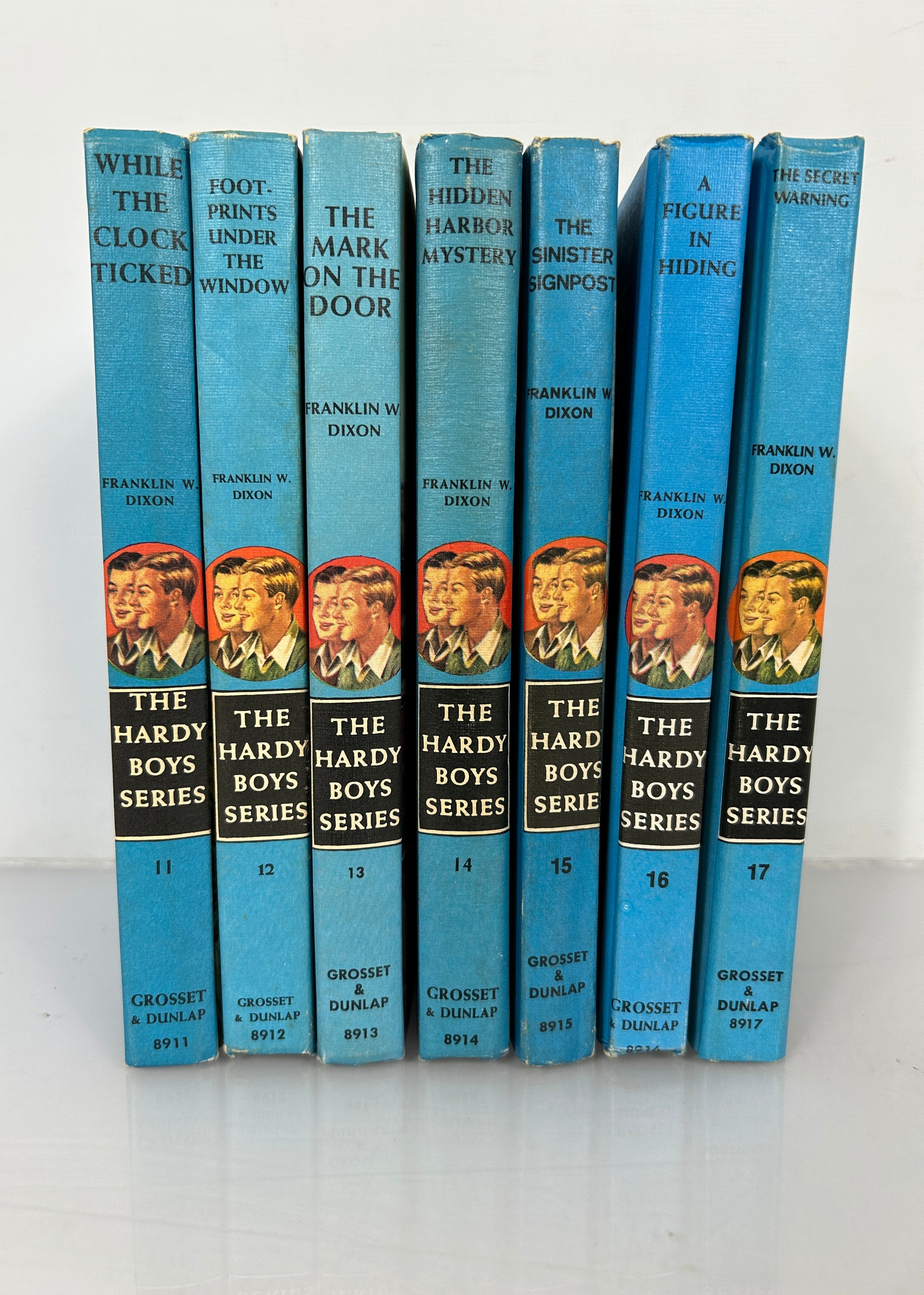 Lot of 7 Hardy Boys Hardcover Mystery Books 11-17 Vintage Matte Picture Cover