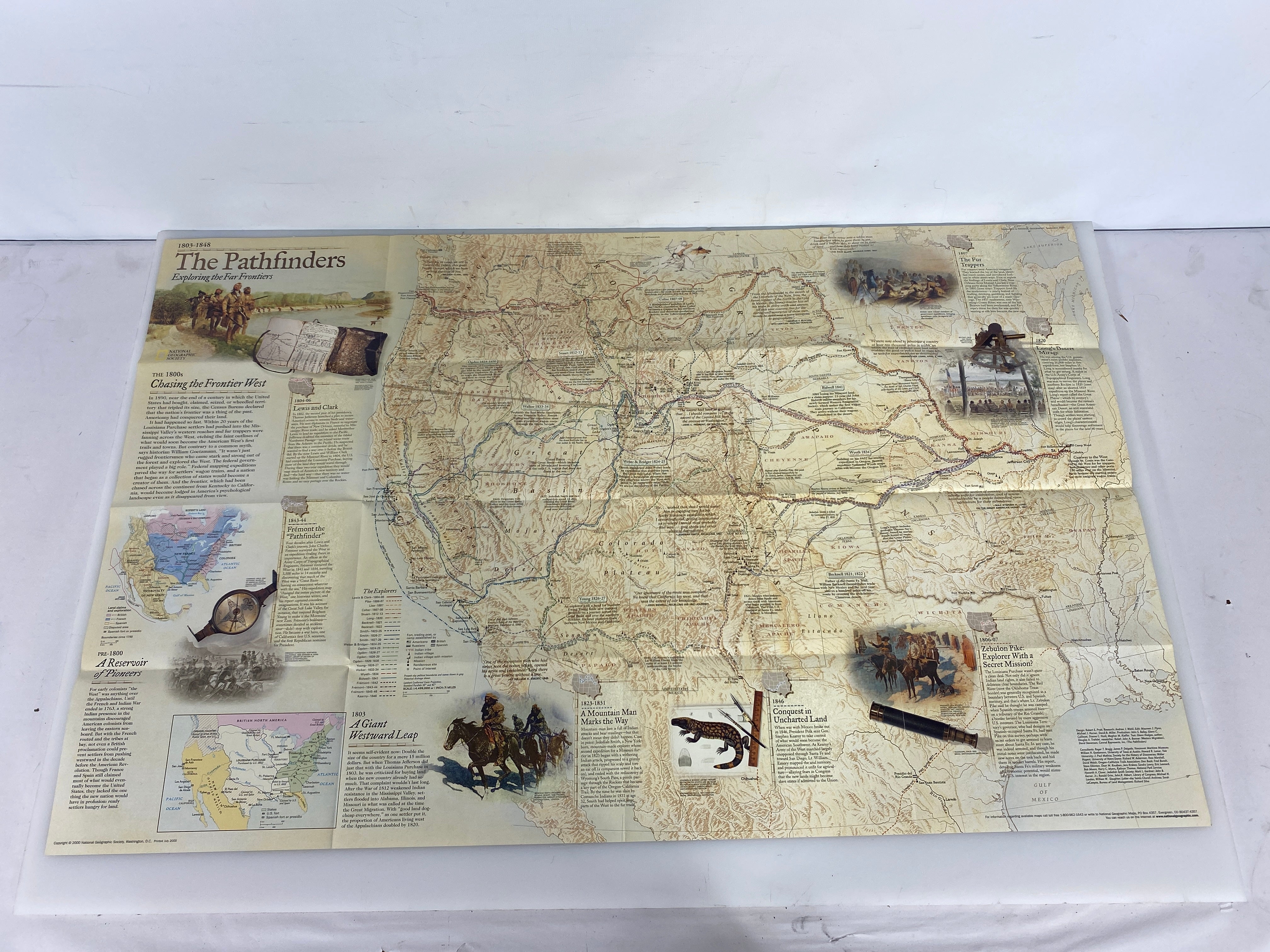 Lot of 7: National Geographic Maps & Posters Growth of the US/The Explorers/ETC