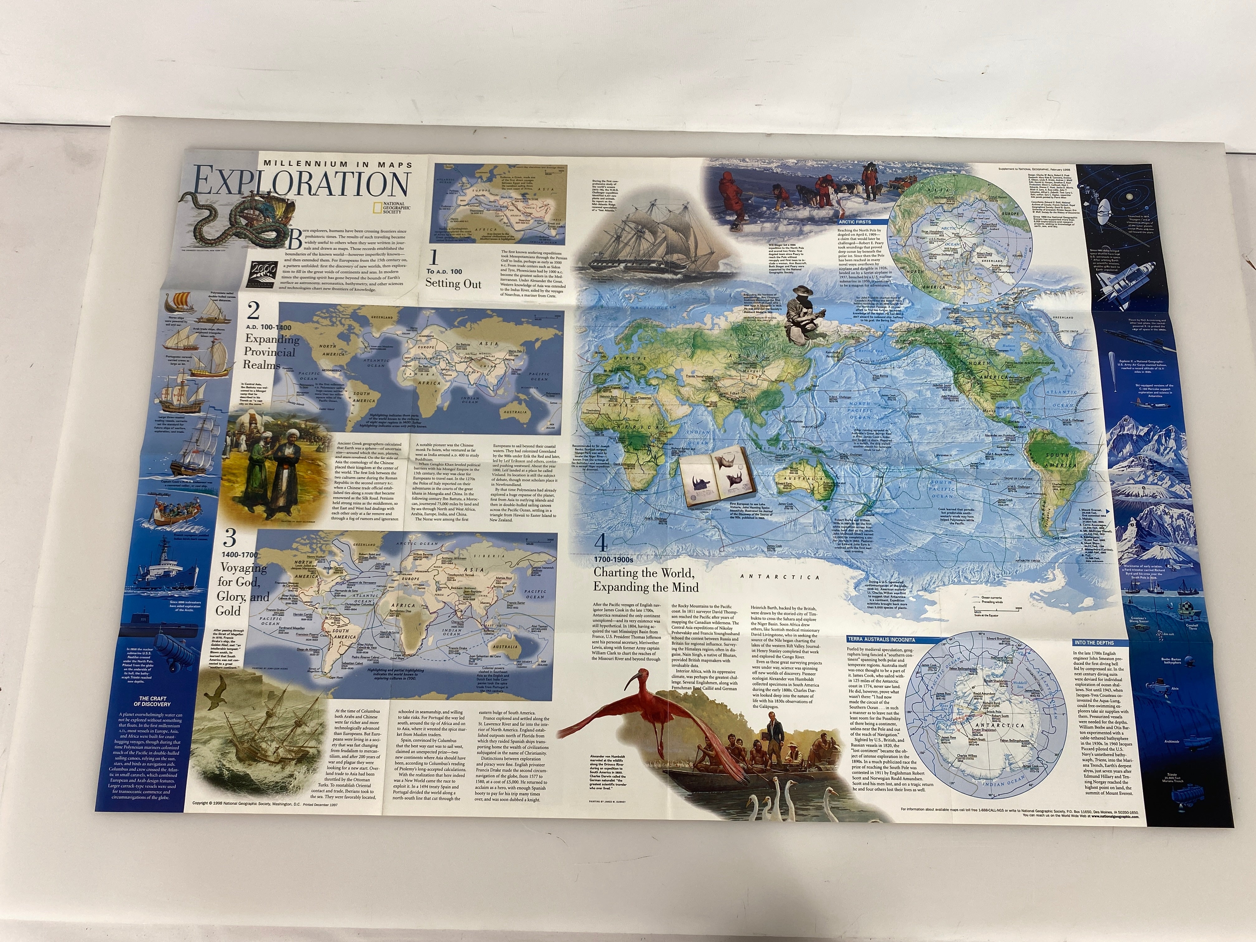 Lot of 7: National Geographic Maps & Posters Growth of the US/The Explorers/ETC