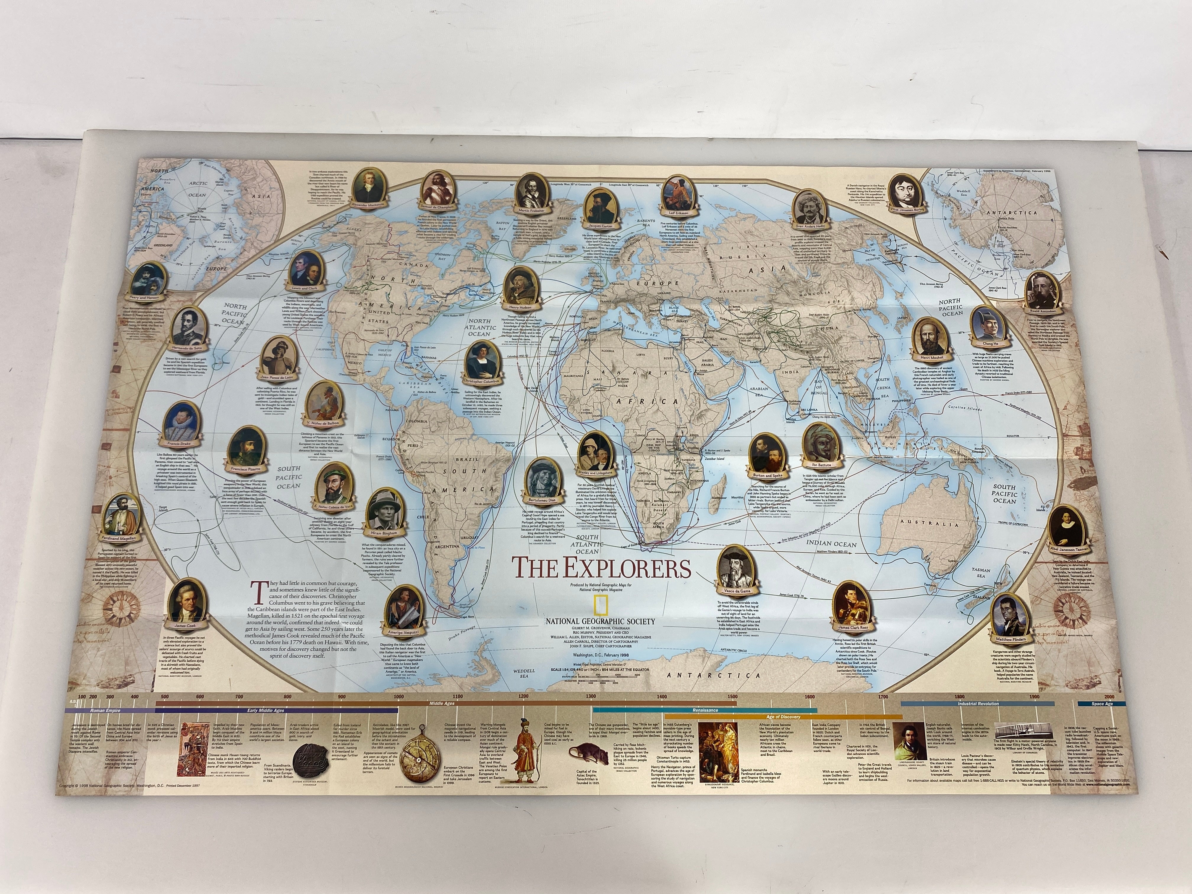 Lot of 7: National Geographic Maps & Posters Growth of the US/The Explorers/ETC