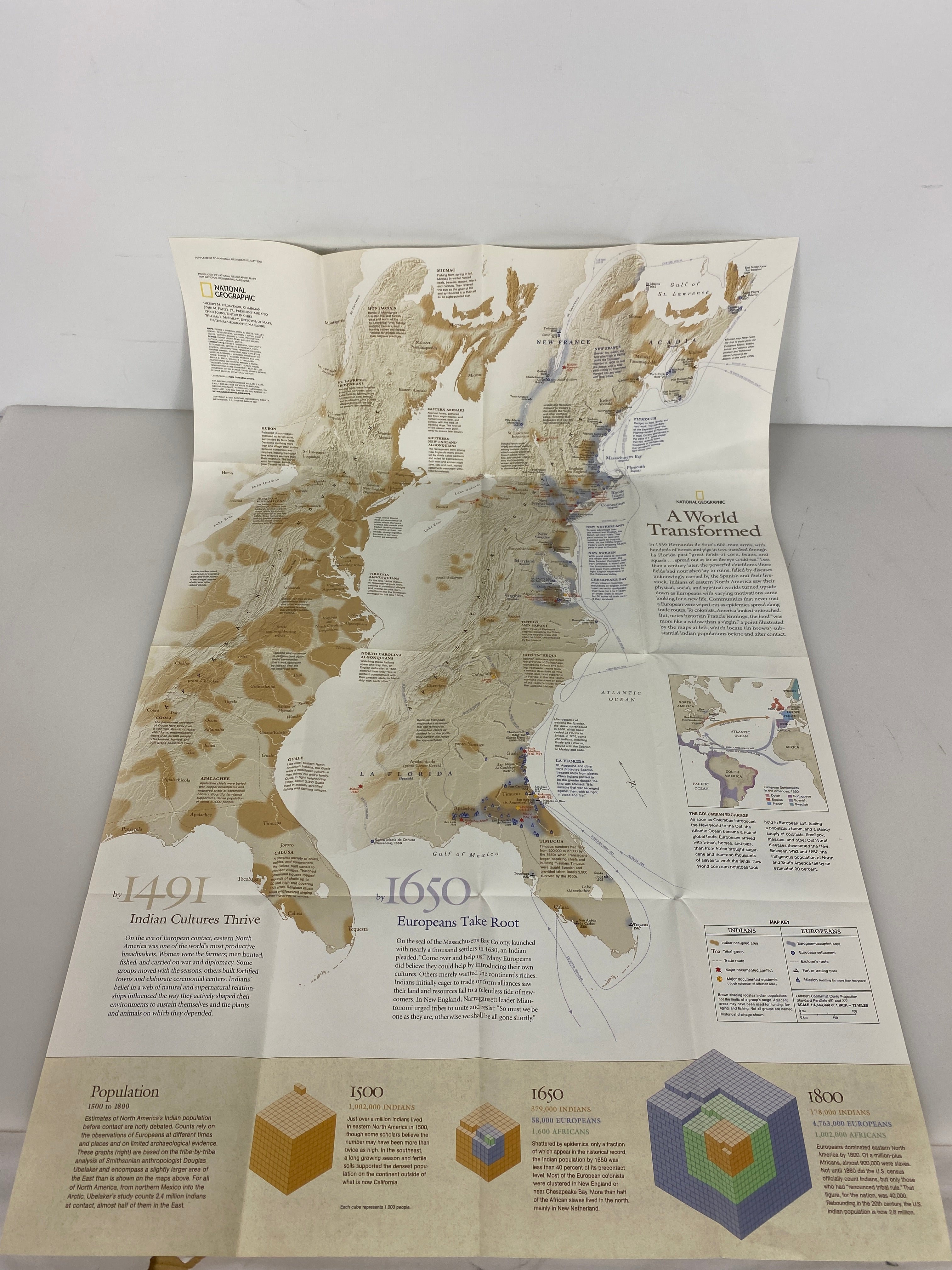 Lot of 7: National Geographic Maps & Posters Growth of the US/The Explorers/ETC