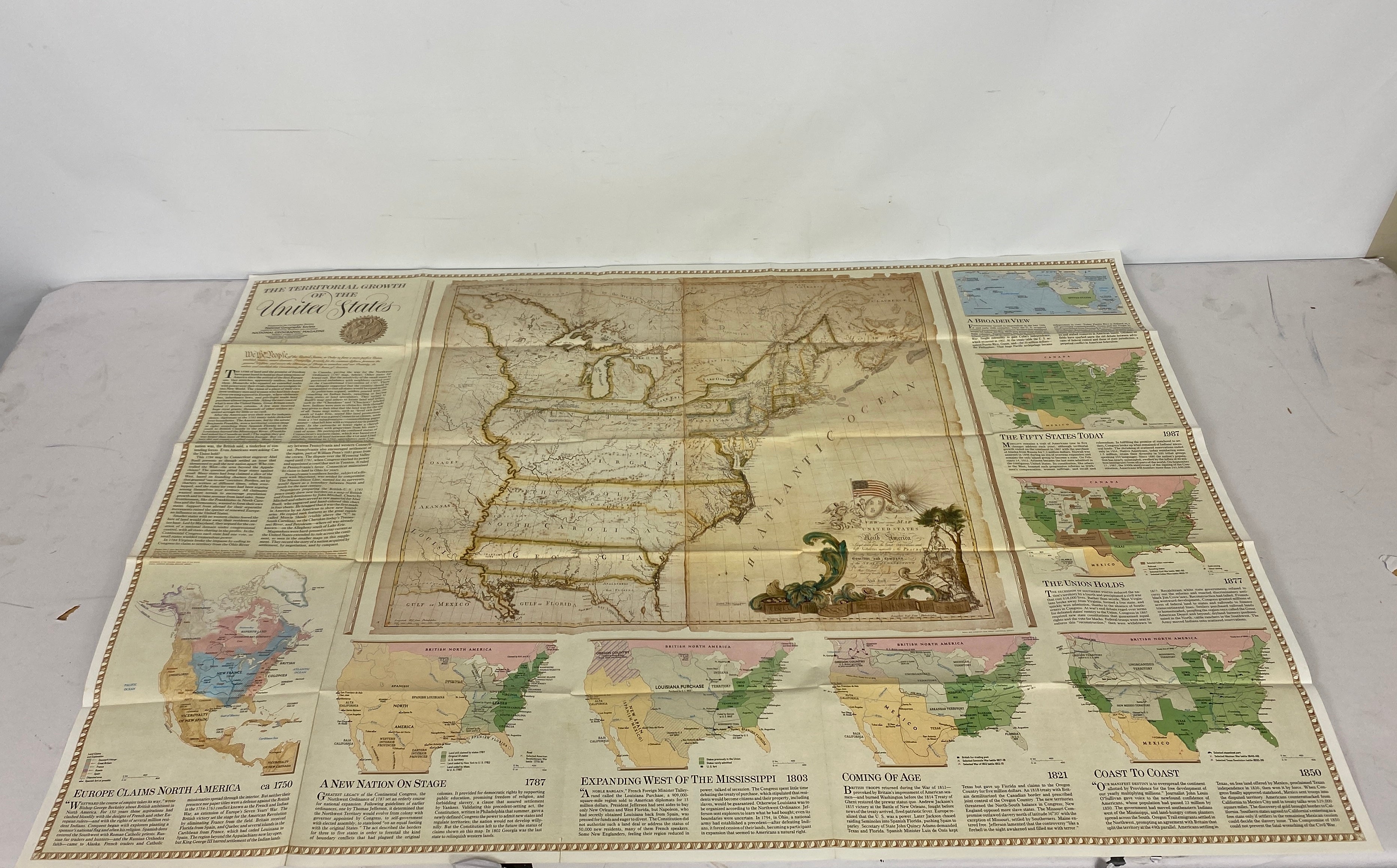 Lot of 7: National Geographic Maps & Posters Growth of the US/The Explorers/ETC
