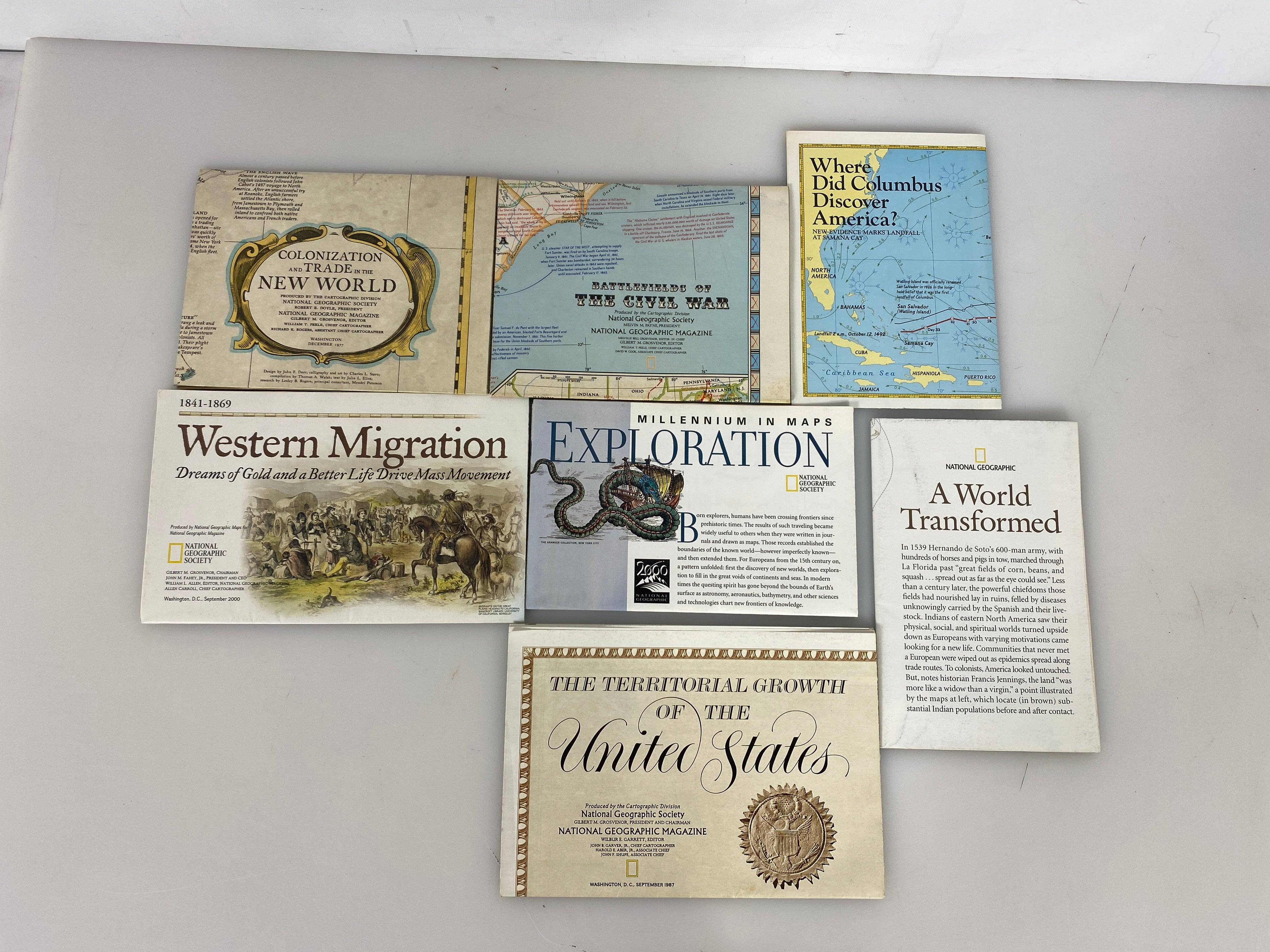 Lot of 7: National Geographic Maps & Posters Growth of the US/The Explorers/ETC