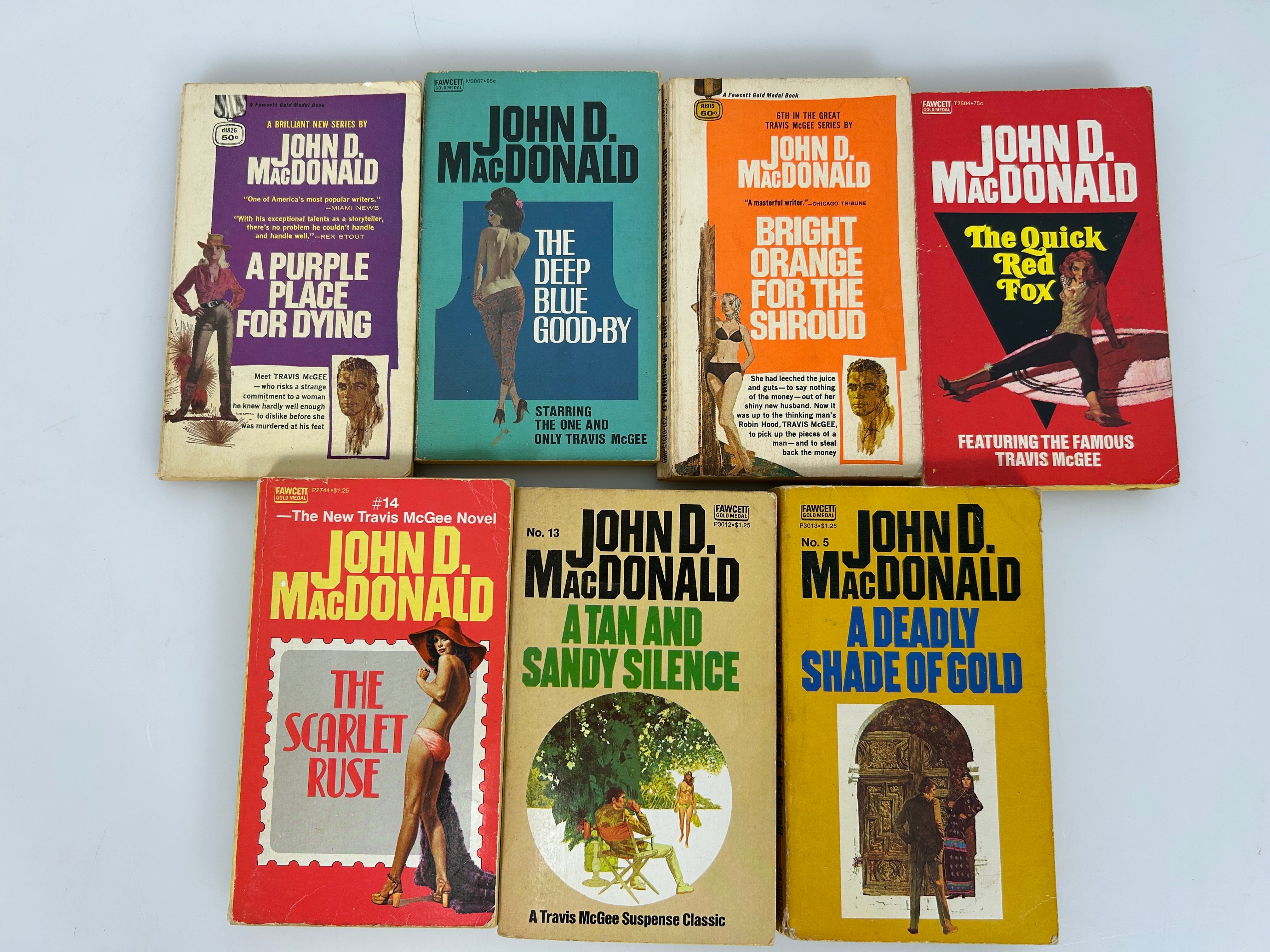 Lot of 7 Travis McGee Series by John D MacDonald Mystery Fawcett Gold PB