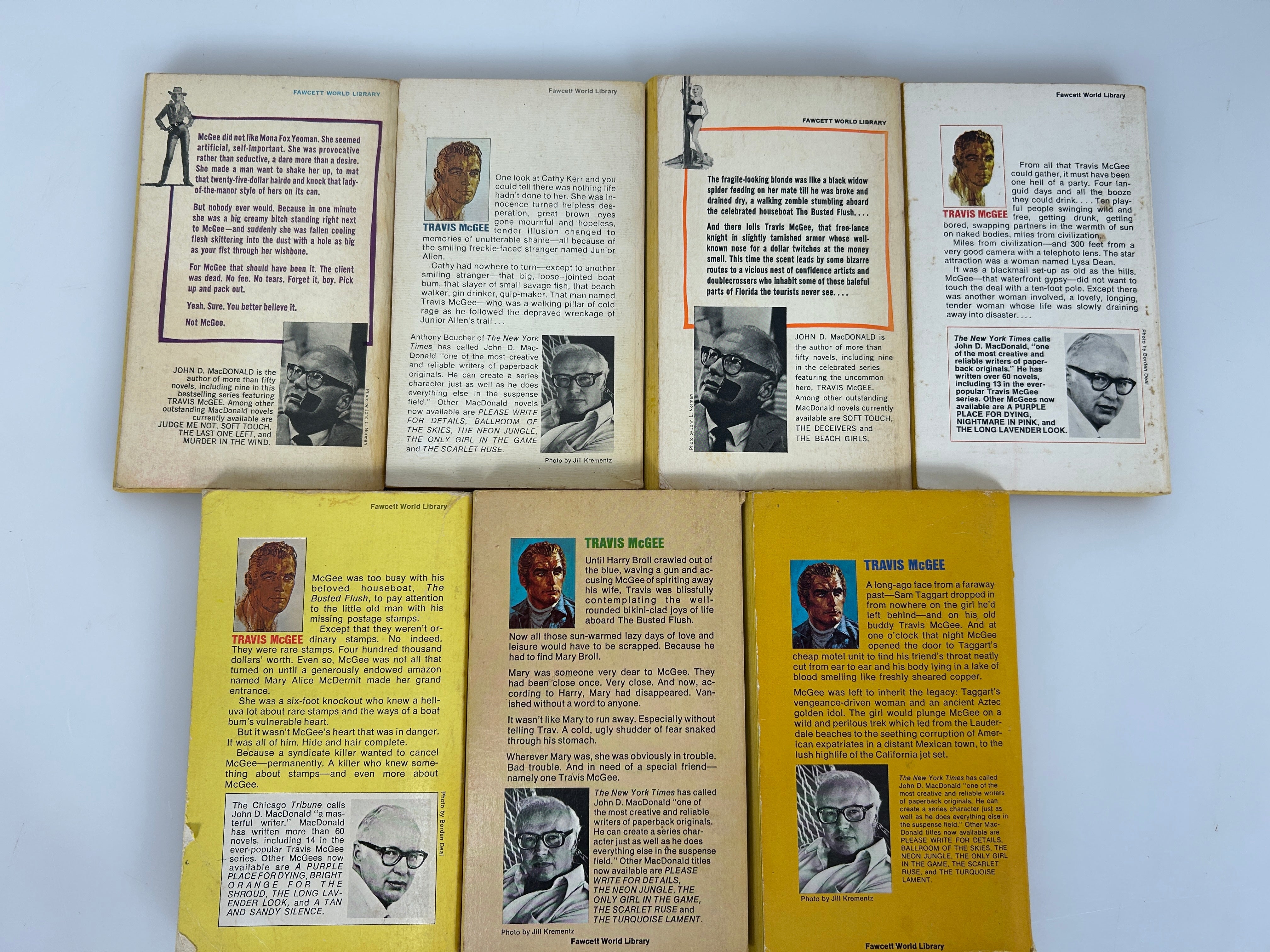 Lot of 7 Travis McGee Series by John D MacDonald Mystery Fawcett Gold PB