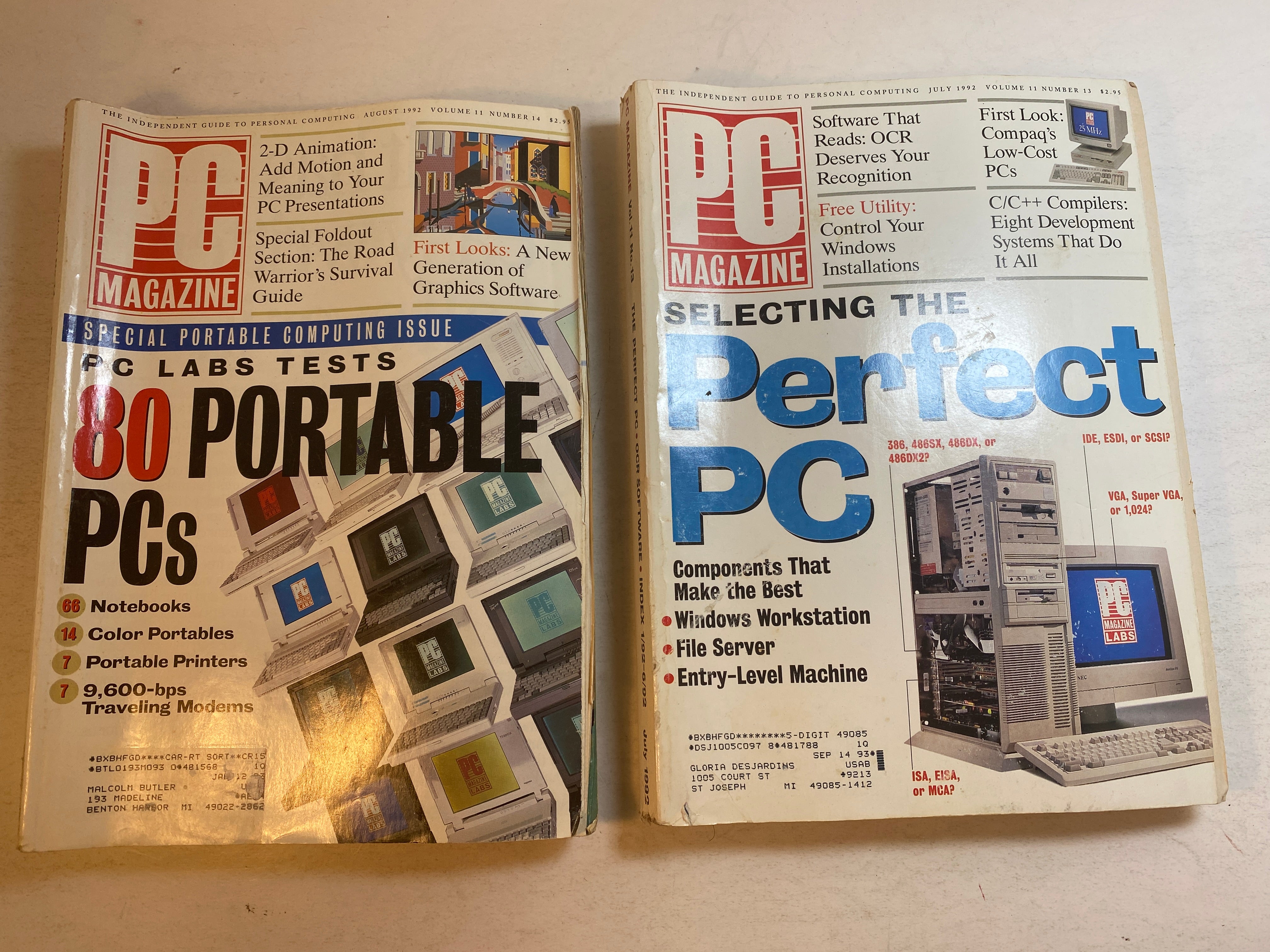 Lot of 7 Vintage PC Magazine 1992