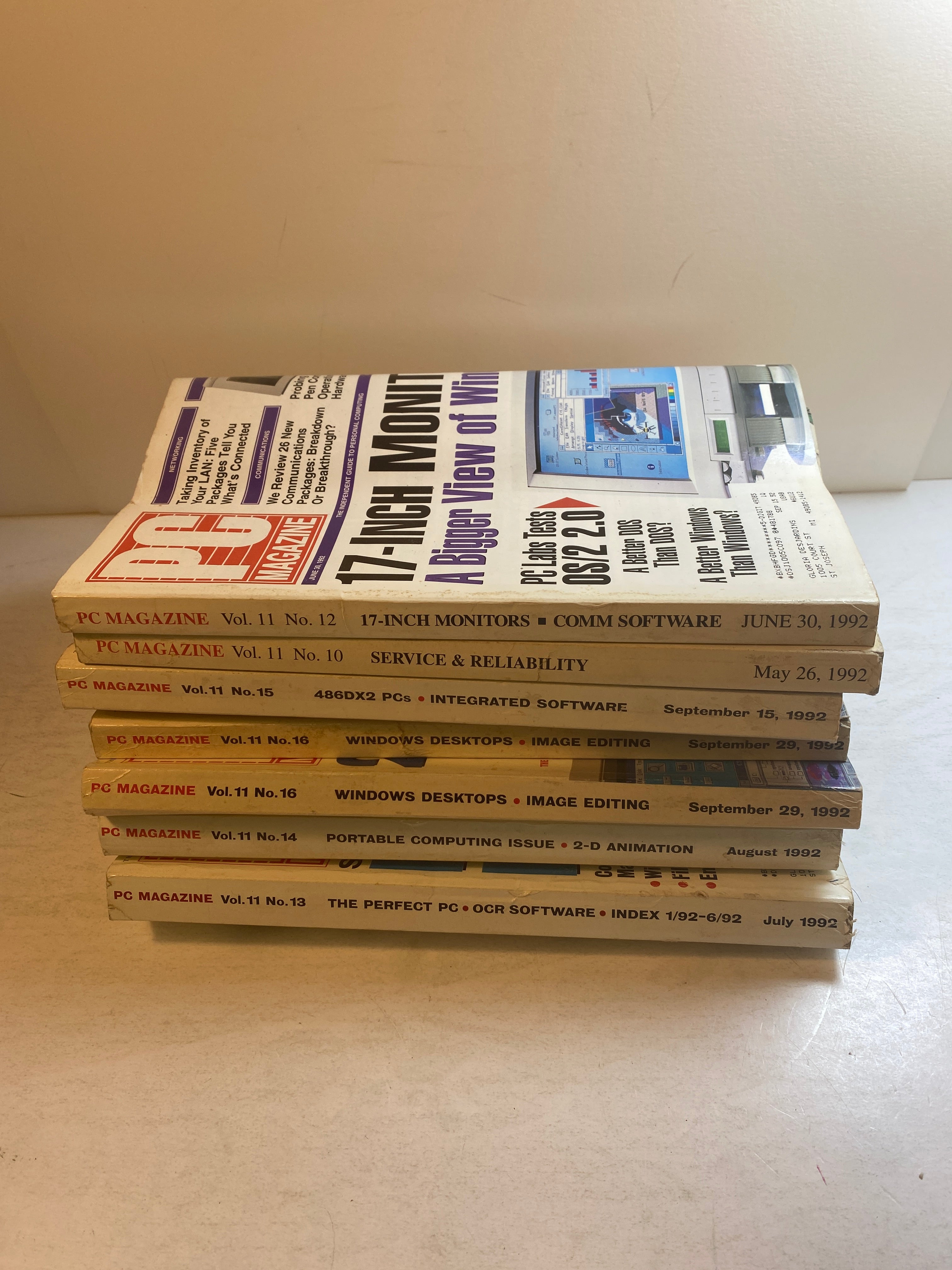 Lot of 7 Vintage PC Magazine 1992