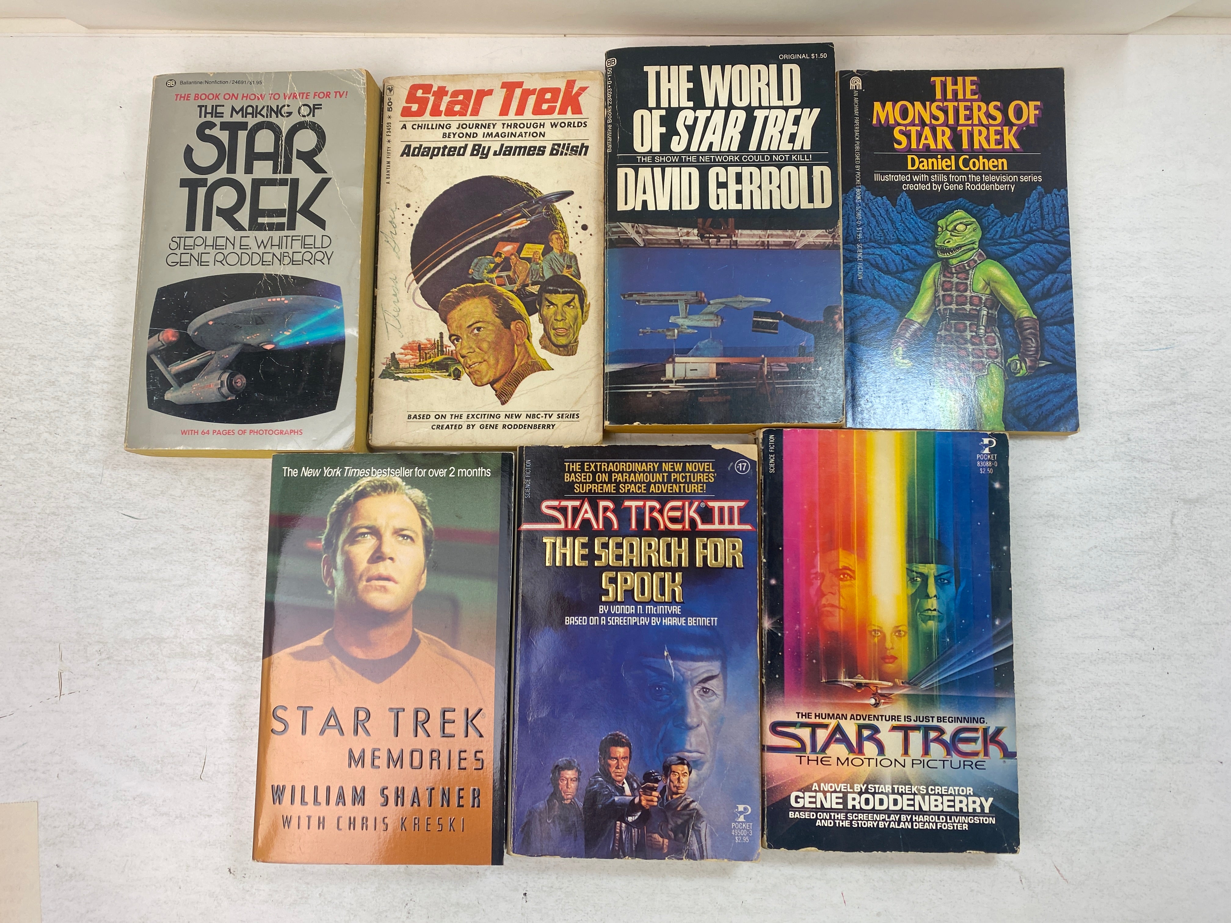 Lot of 7 Vintage Star Trek Paperbacks 1967-1993