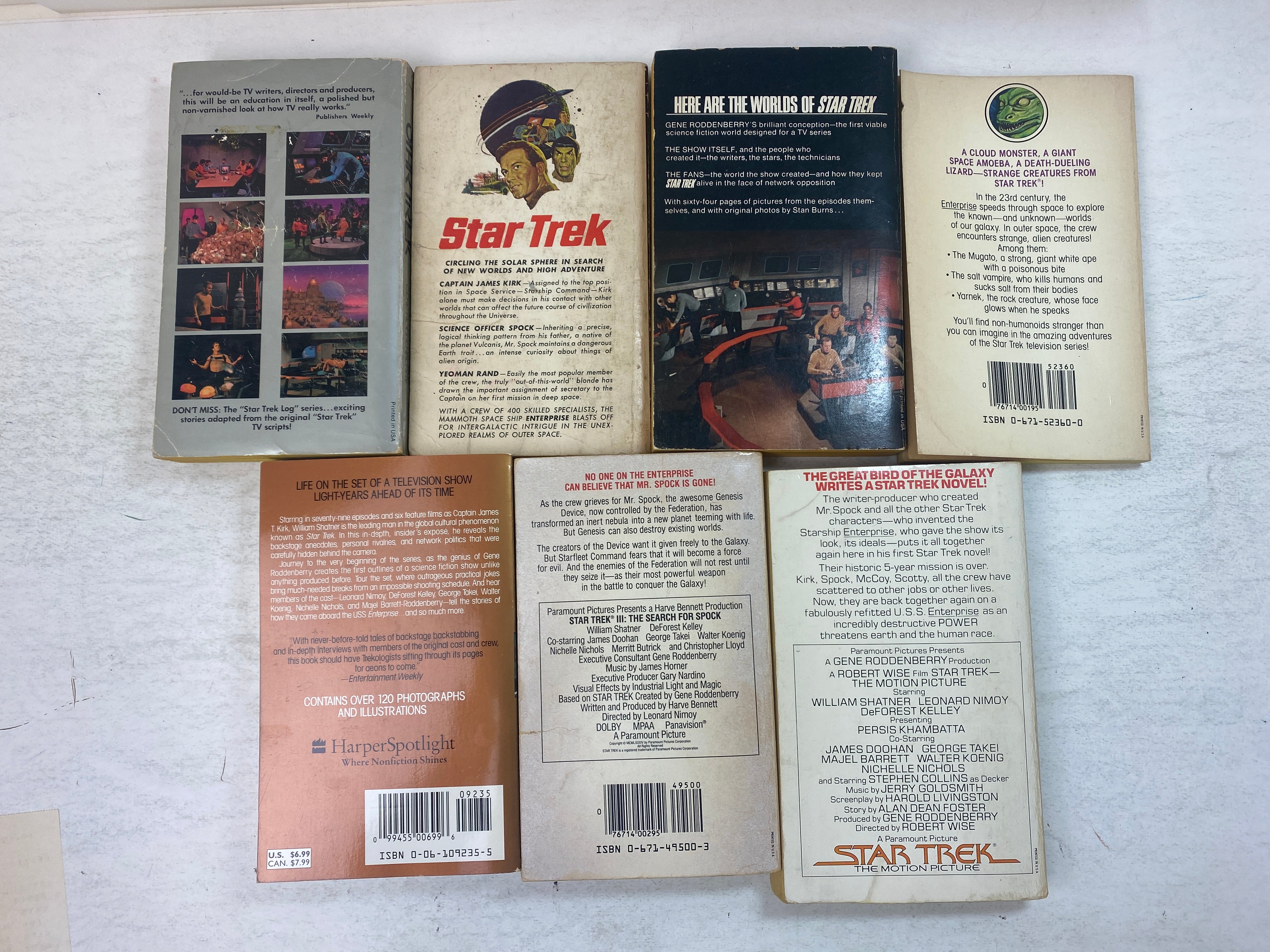 Lot of 7 Vintage Star Trek Paperbacks 1967-1993