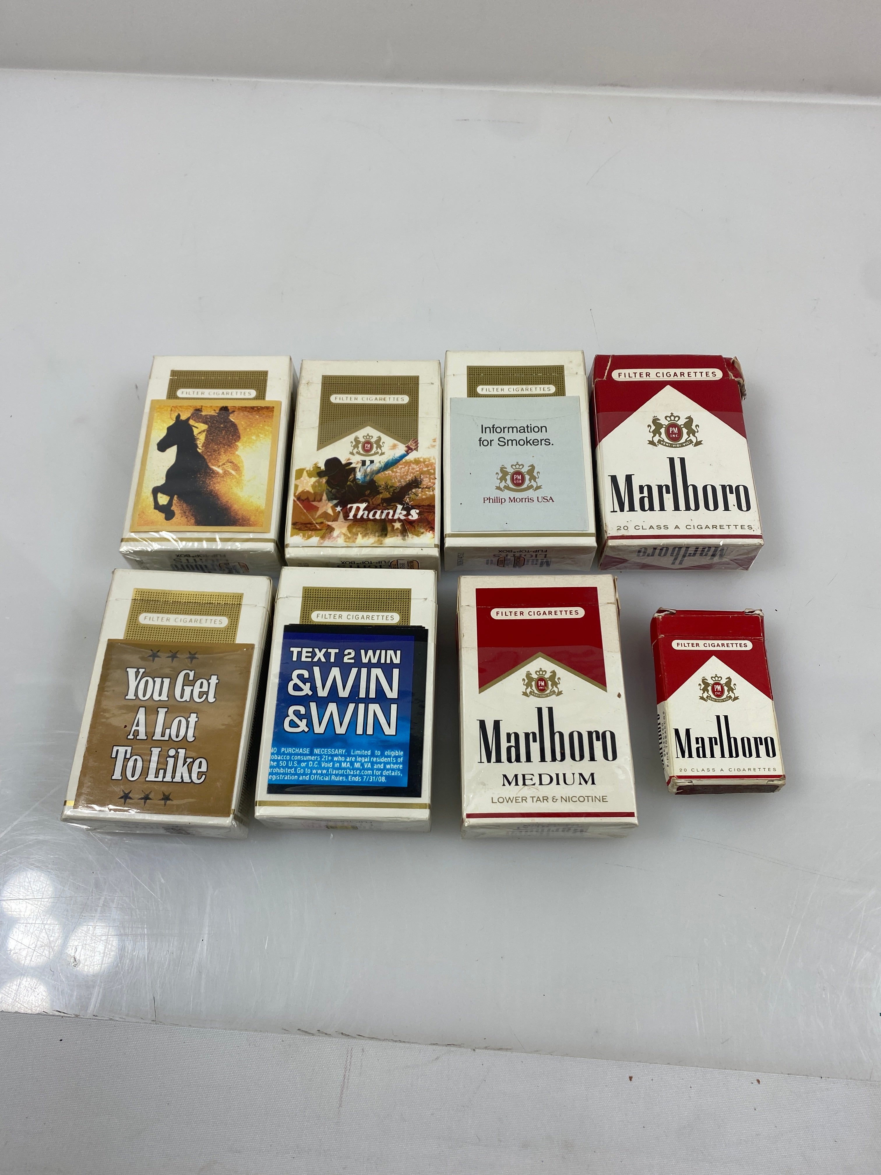 Lot of 8 Marlboro Empty Cigarette Packs