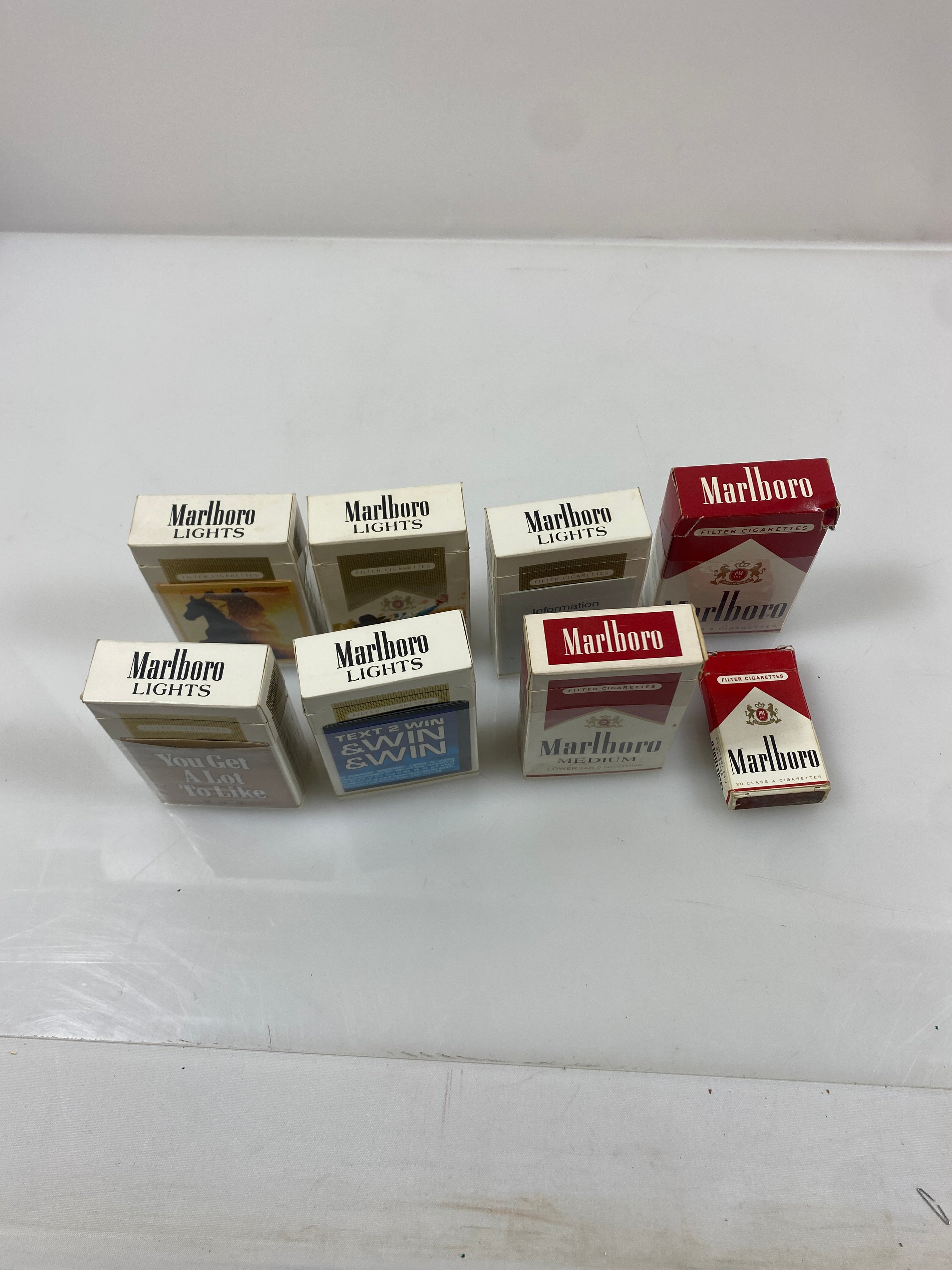 Lot of 8 Marlboro Empty Cigarette Packs