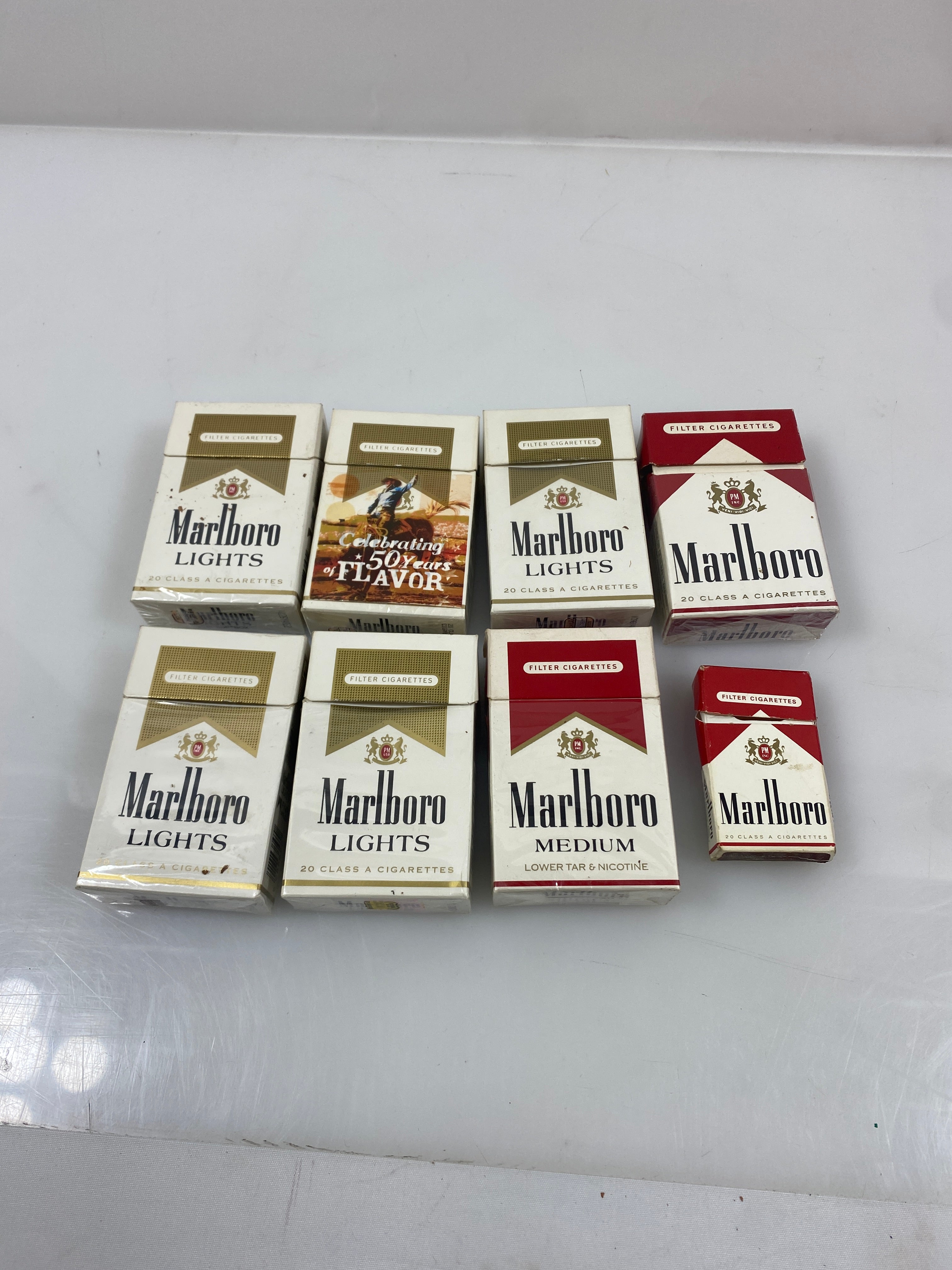 Lot of 8 Marlboro Empty Cigarette Packs