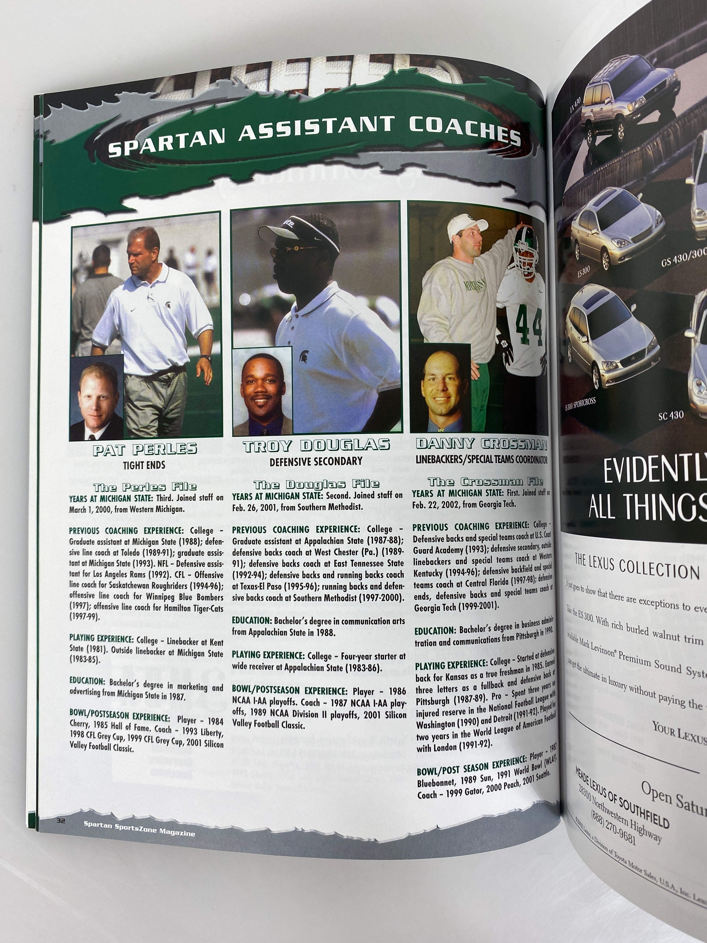 Lot of 8 Michigan State MSU Football Programs 2001-2002