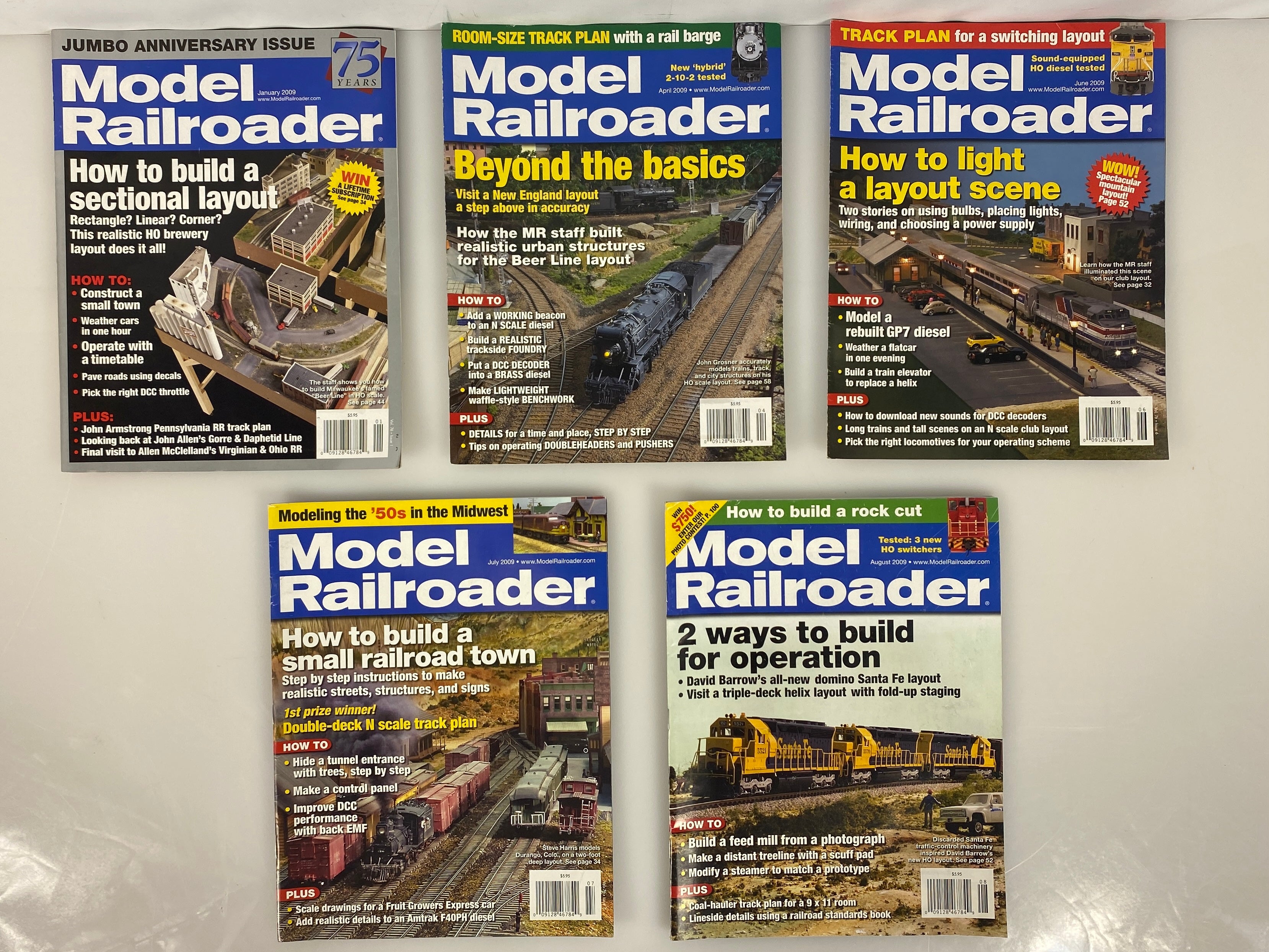 Lot of 8 Model Railroader Magazine (2009, Missing Feb, Mar, May, Oct)