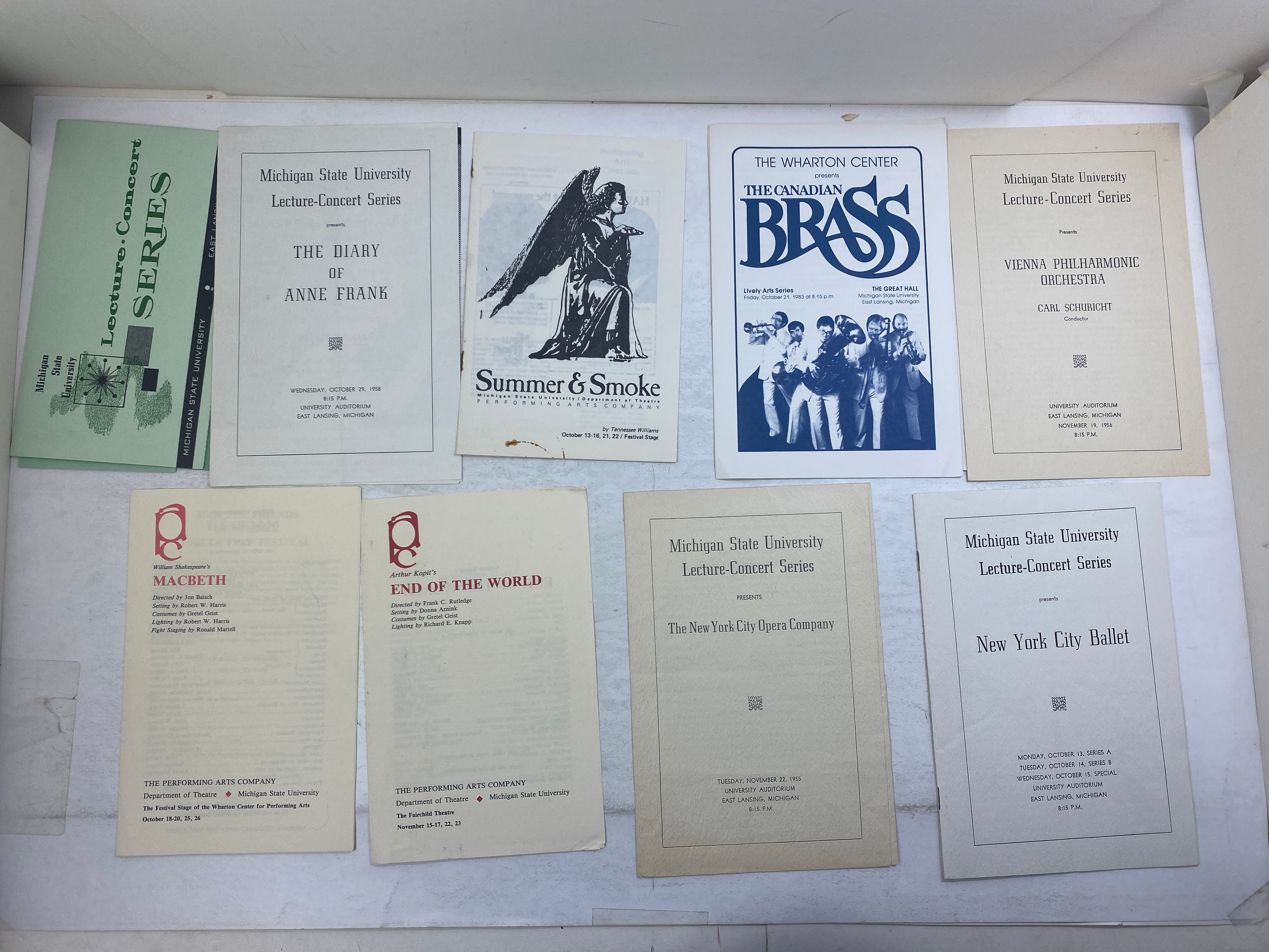 Lot of 8 MSU Drama Concert Programs 1955-1985
