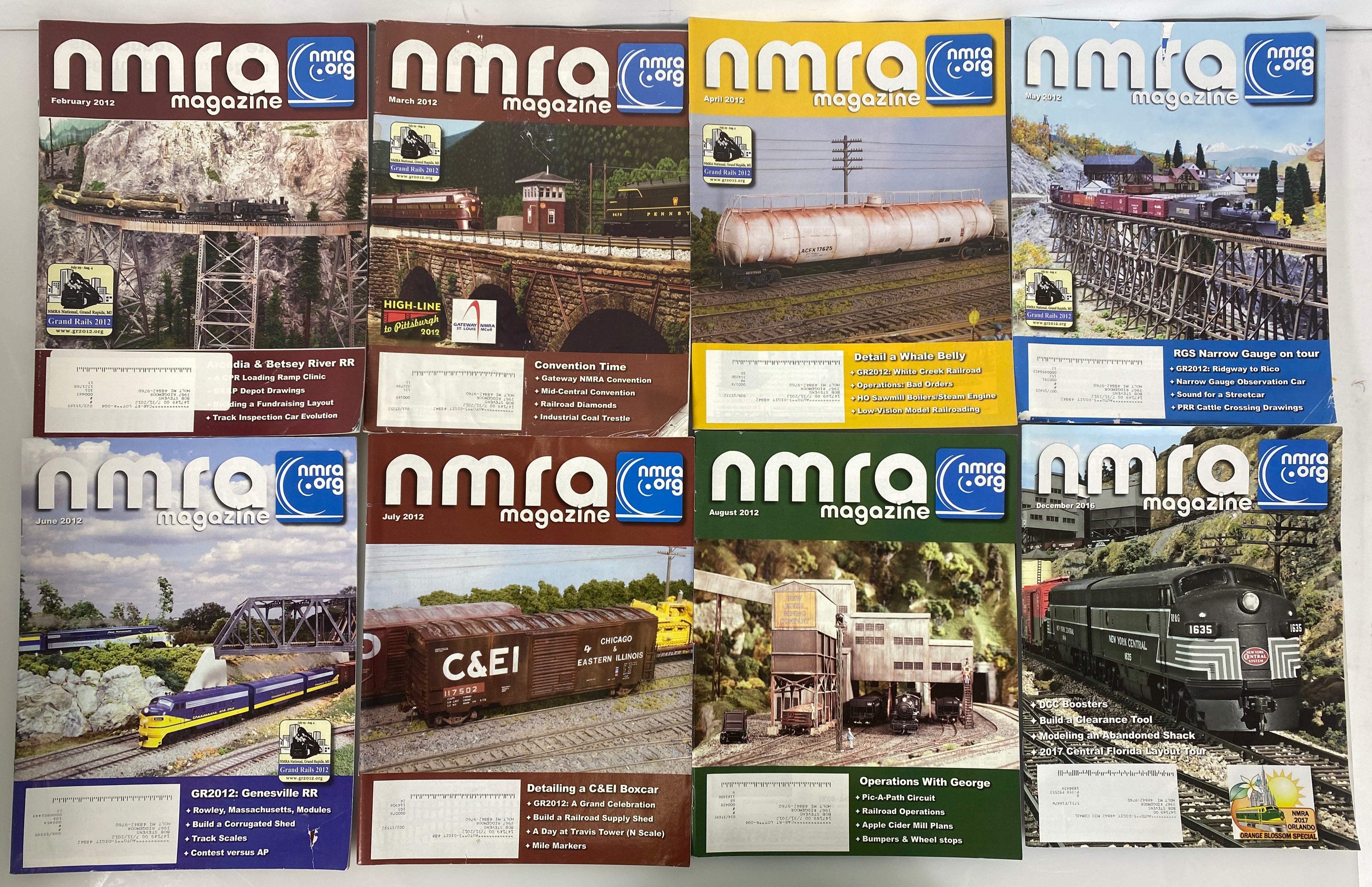 Lot of 8 NMRA (Model Railroad Association) Magazines 2012-2016 Complete