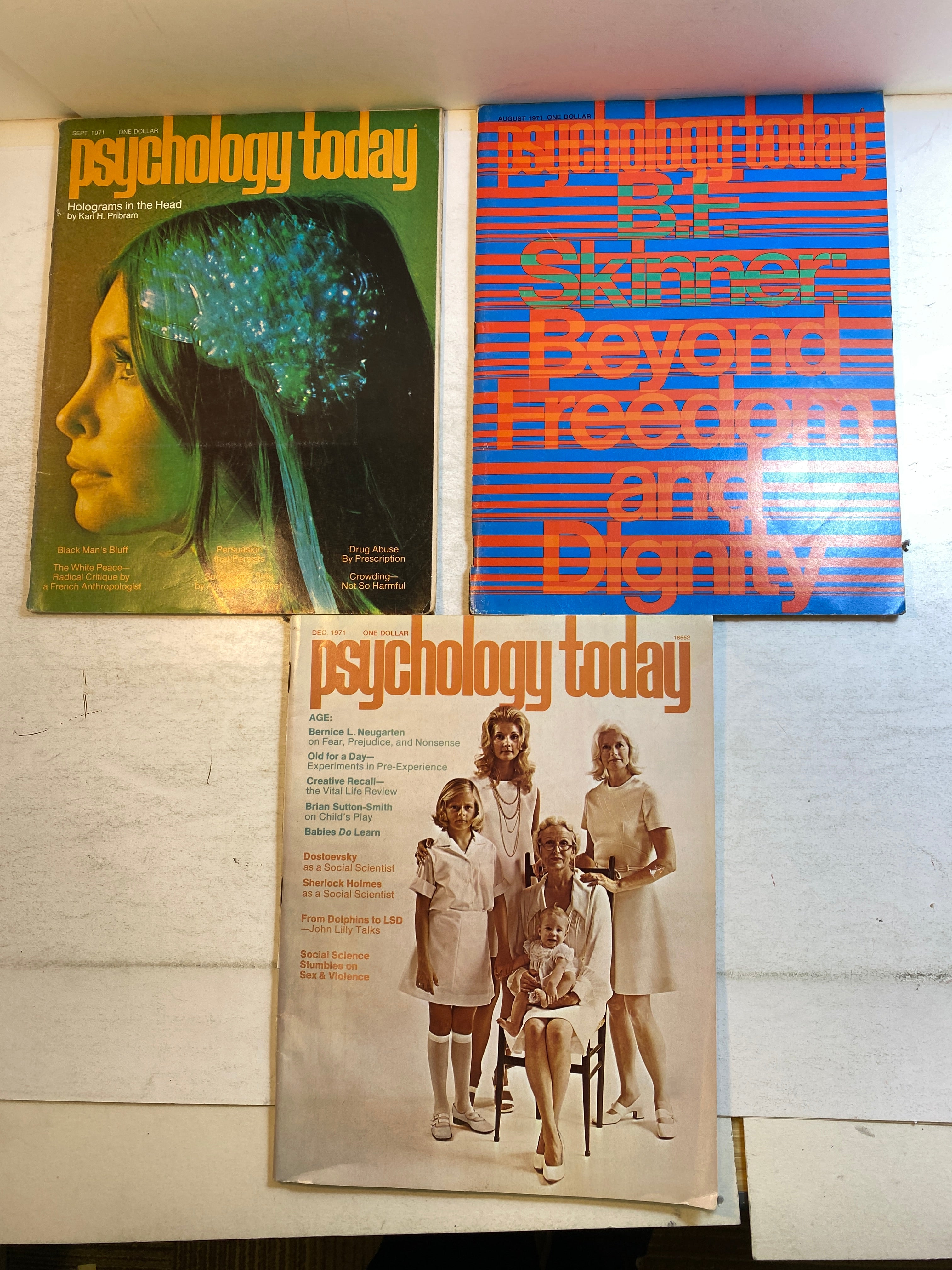 Lot of 8 Psychology Today Magazines 1971