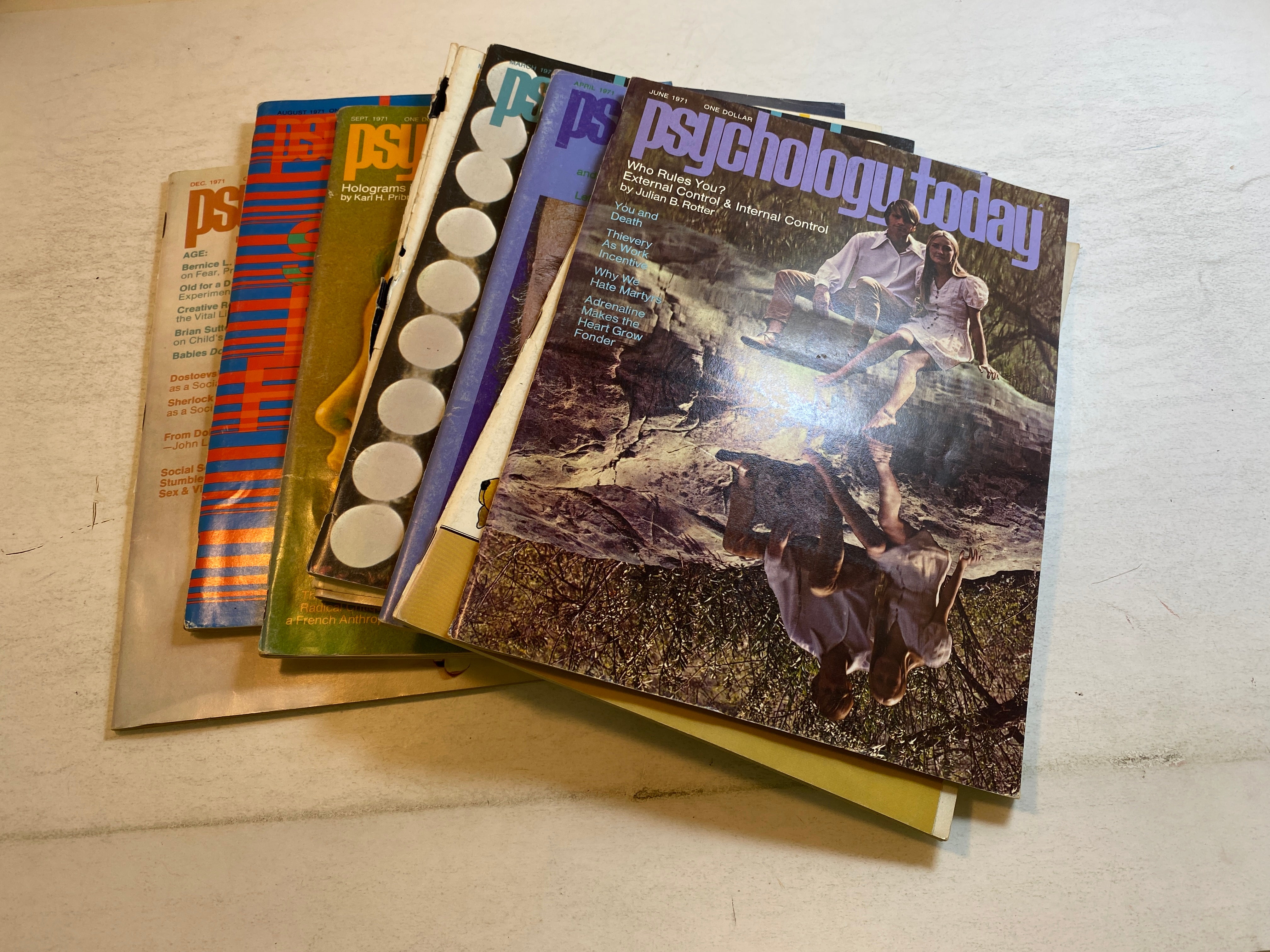 Lot of 8 Psychology Today Magazines 1971