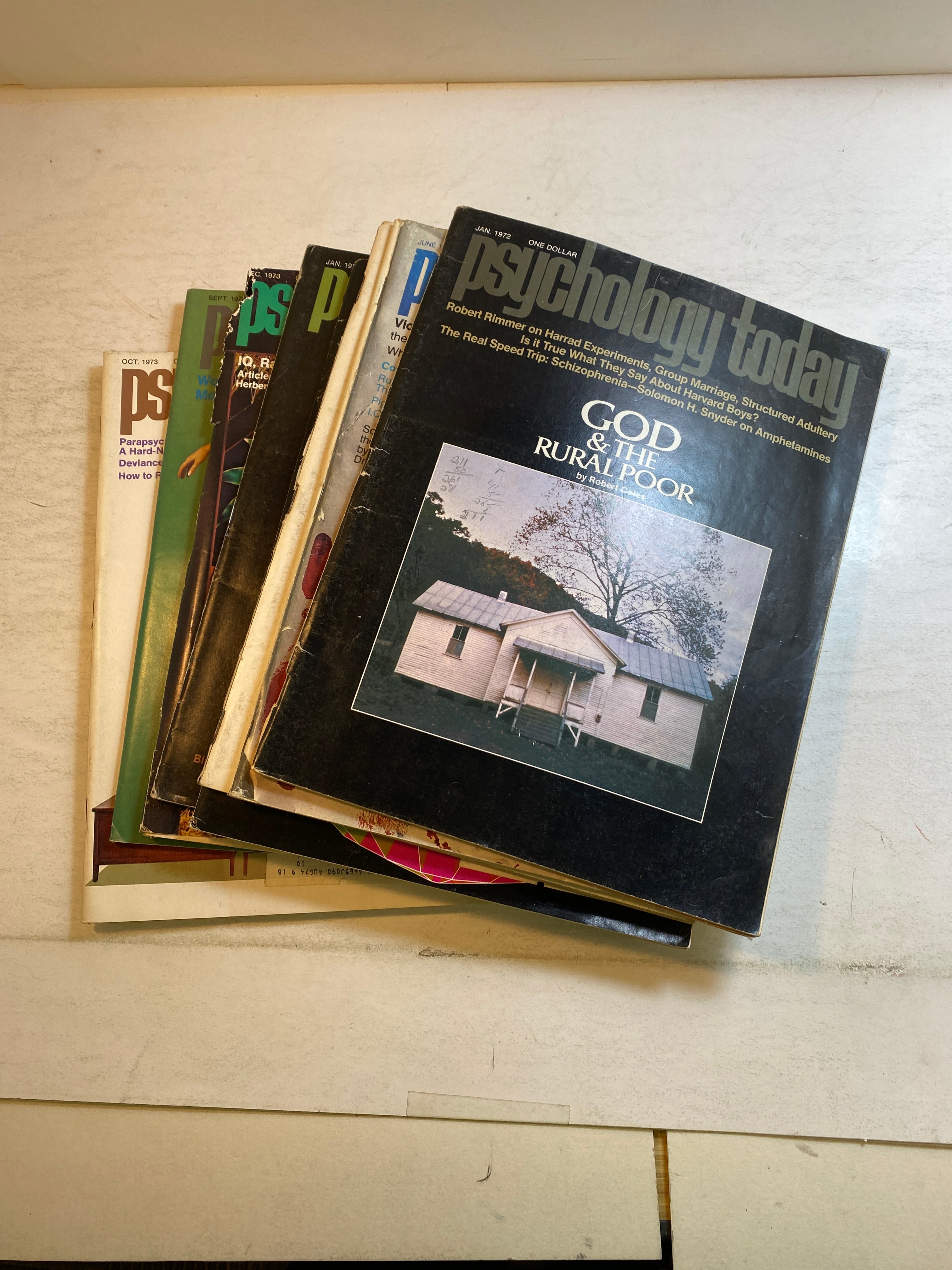 Lot of 8 Psychology Today Magazines 1972-1973