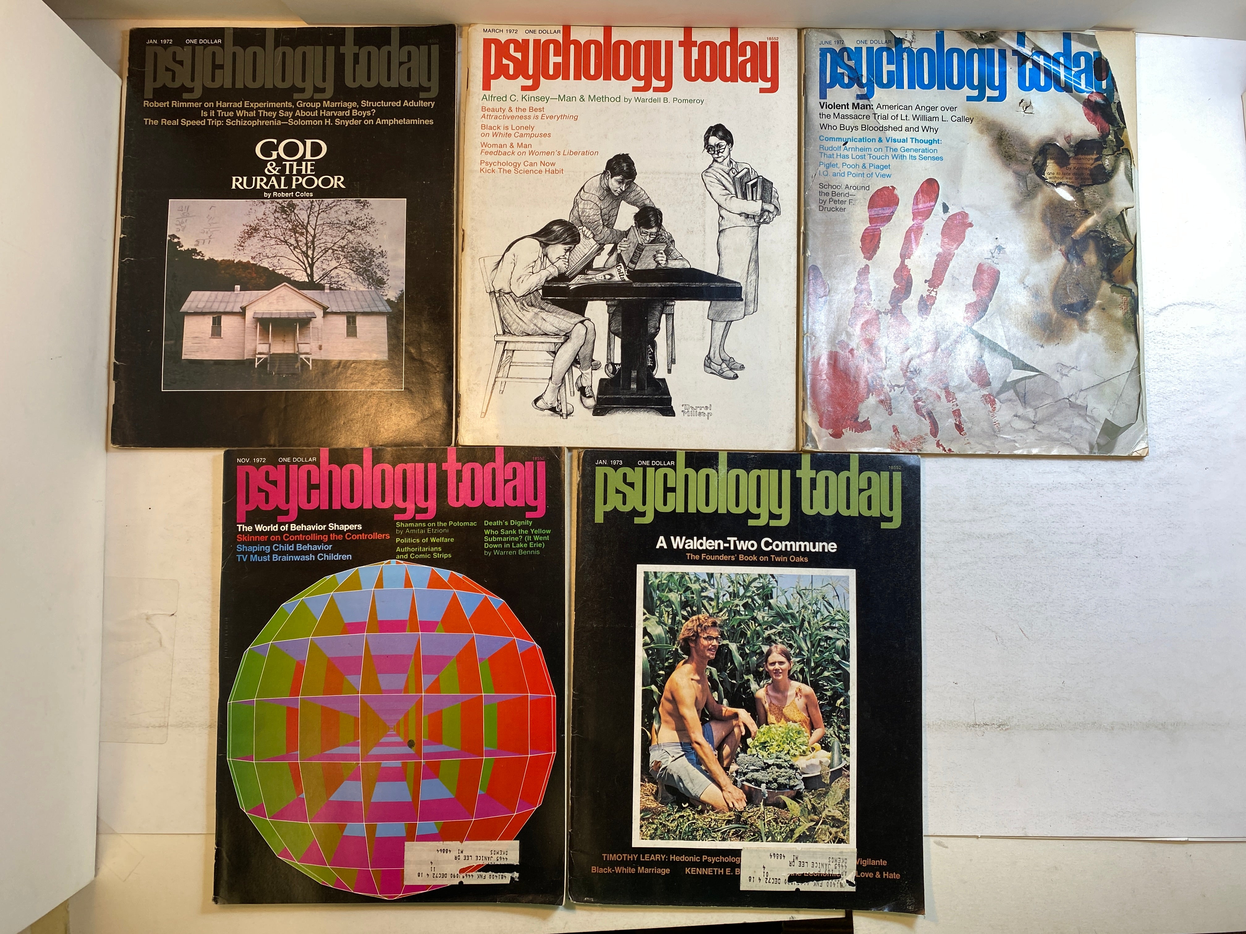 Lot of 8 Psychology Today Magazines 1972-1973