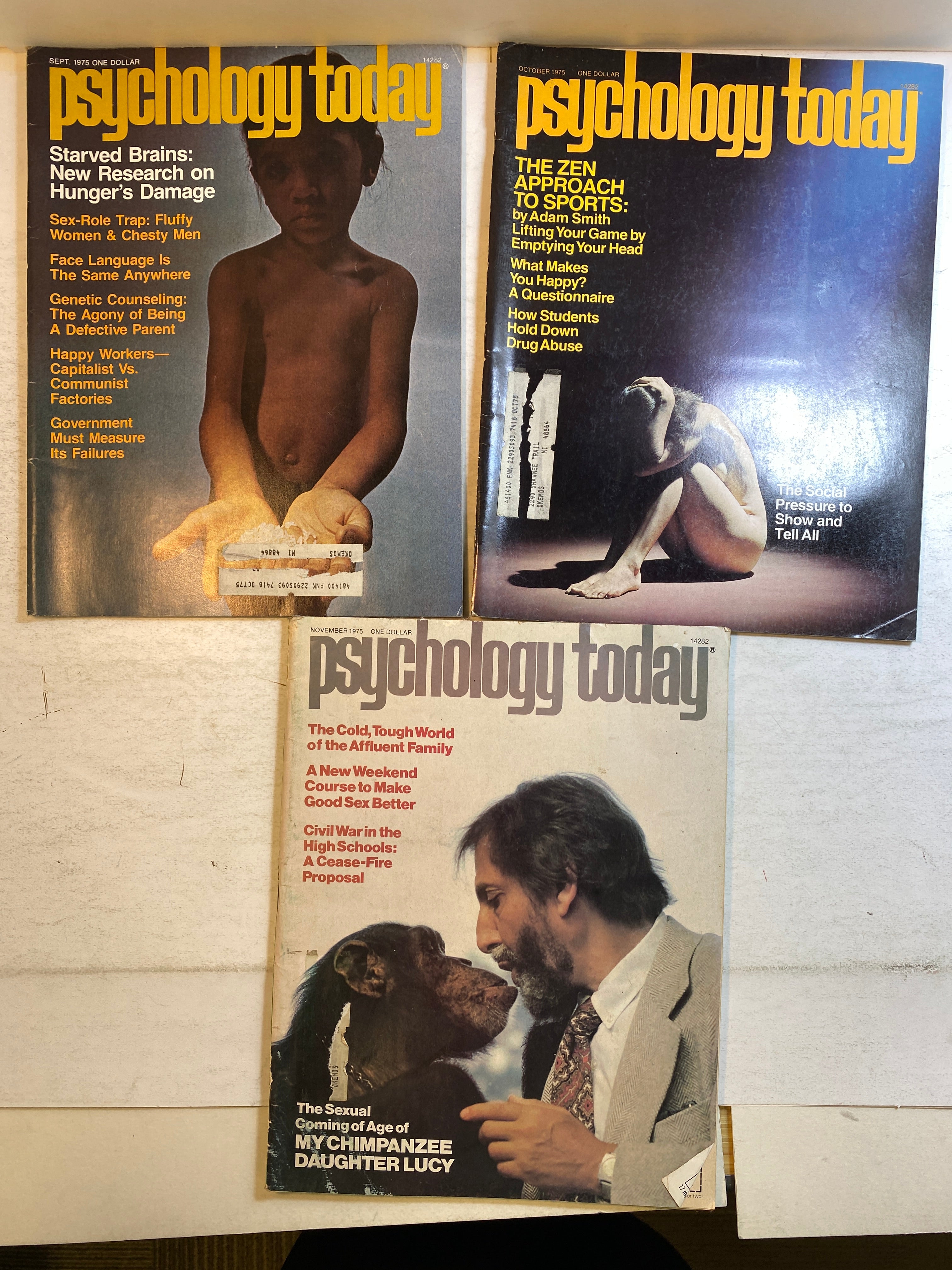 Lot of 8 Psychology Today Magazines 1974-1975