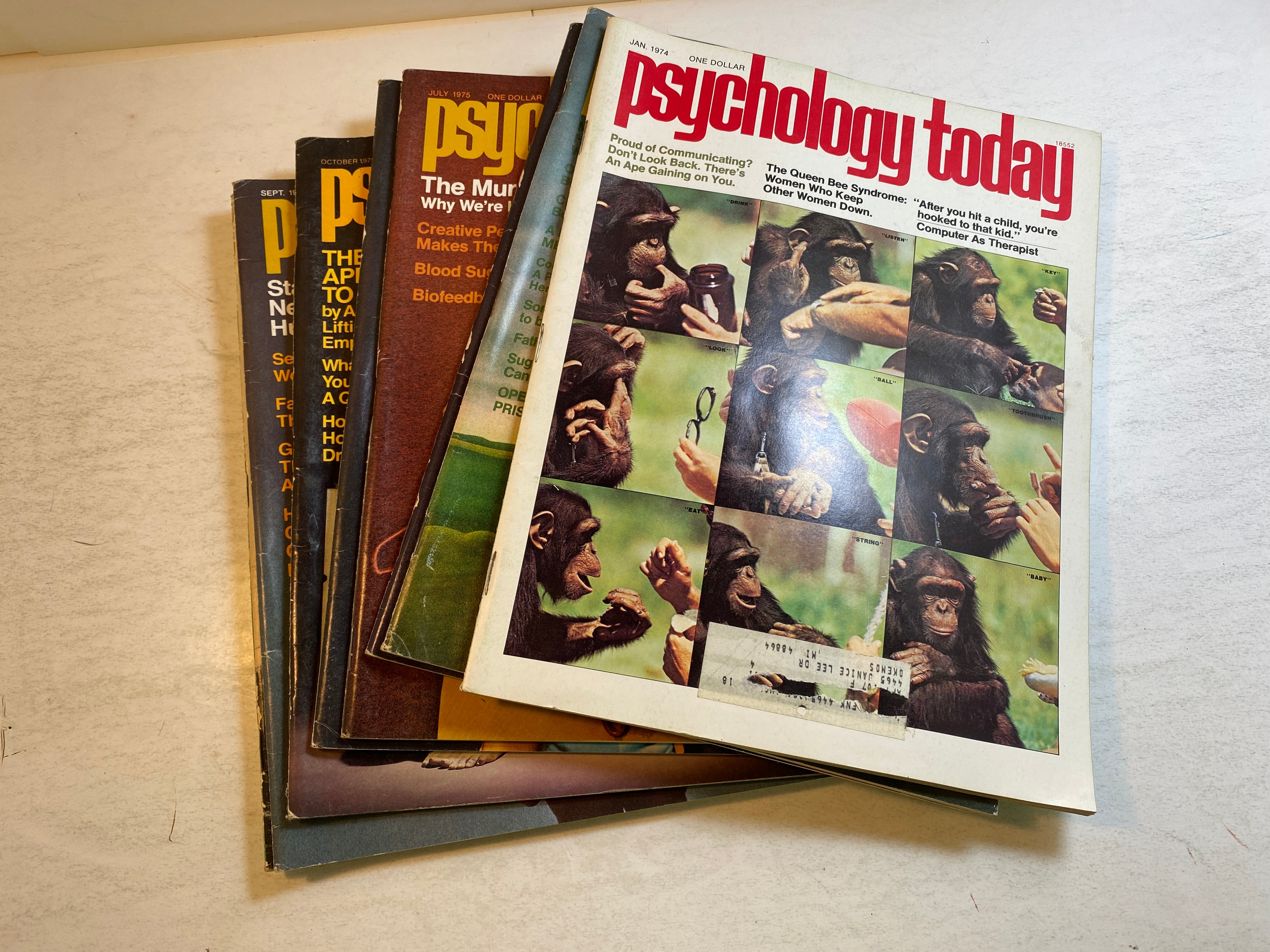 Lot of 8 Psychology Today Magazines 1974-1975