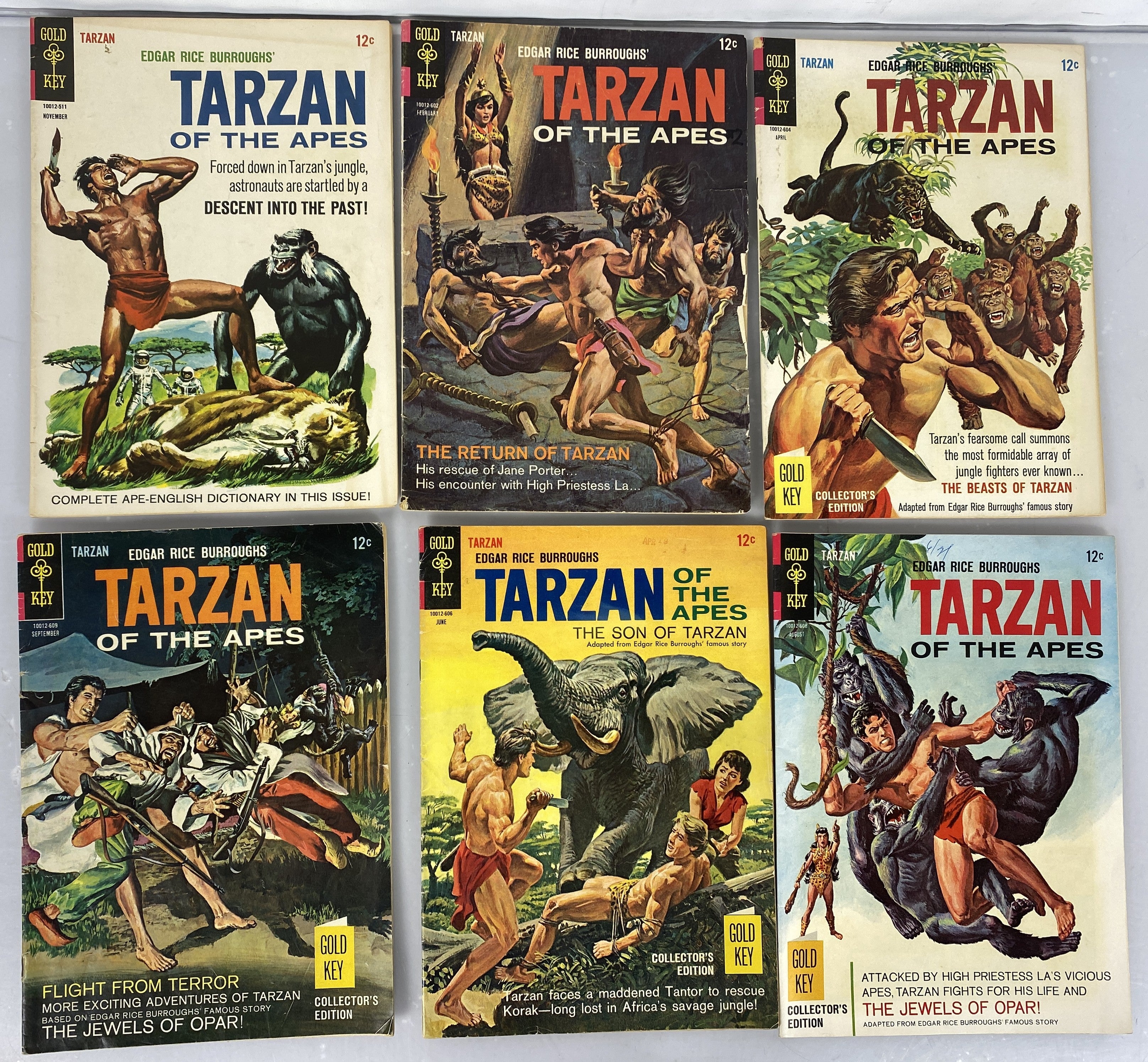 Lot of 8 Tarzan of the Apes Gold Key Comics 1965-1970