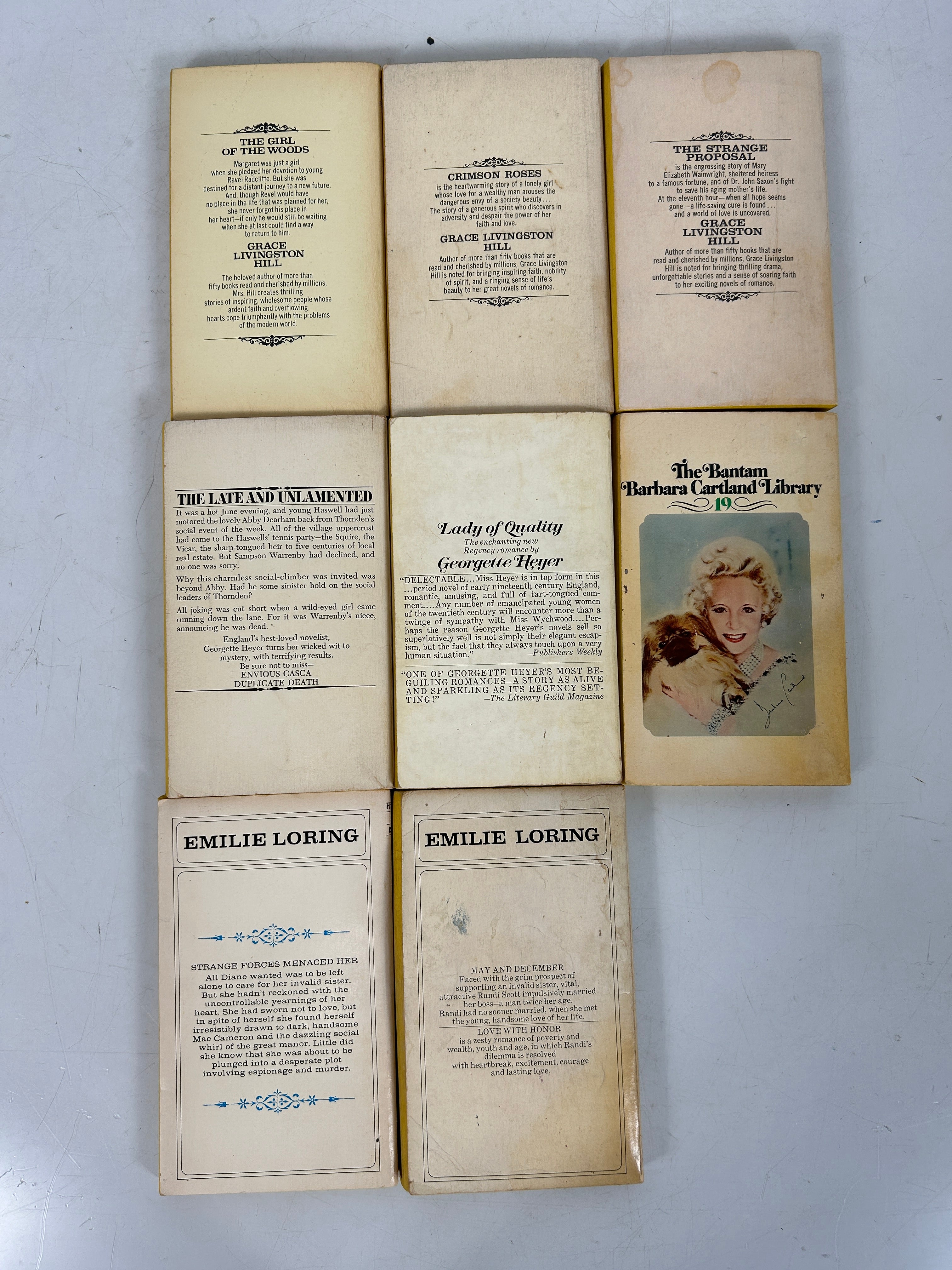 LOT OF 8 Vintage Bantam Romance Yellow Edge 1971-1977 SC