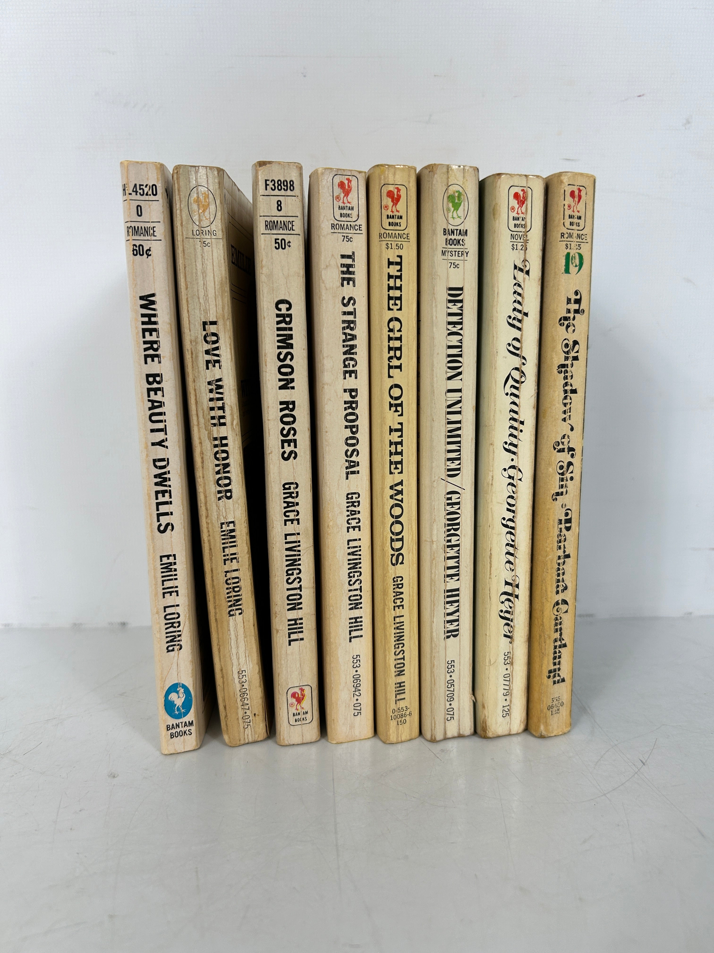 LOT OF 8 Vintage Bantam Romance Yellow Edge 1971-1977 SC